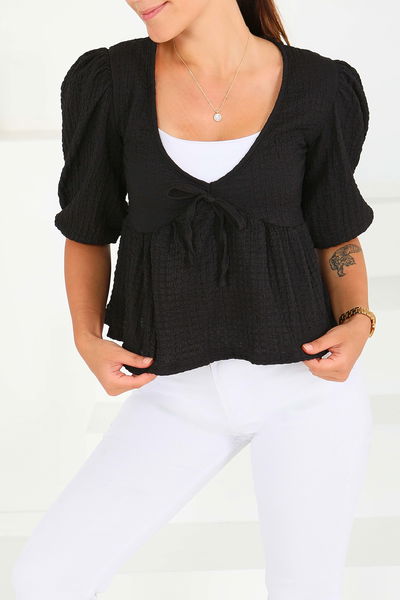 Buffle Kısa Kollu Bluz - 27538 