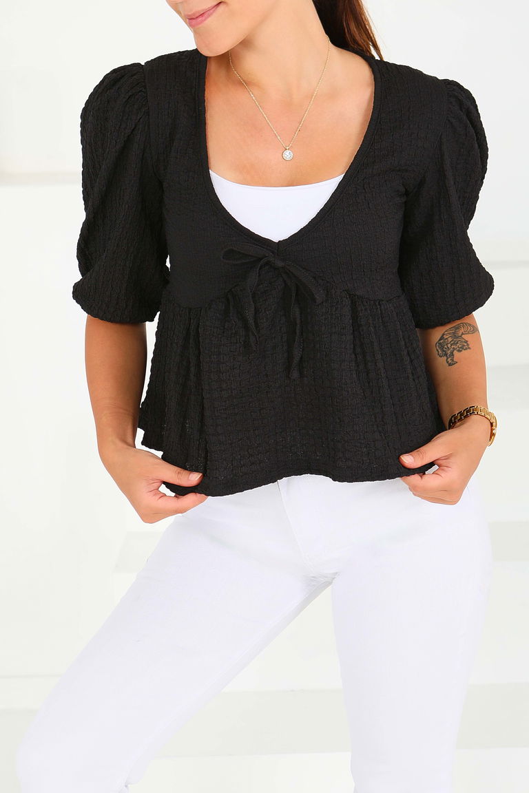 Buffle Kısa Kollu Bluz - 27538 - TOFİSA