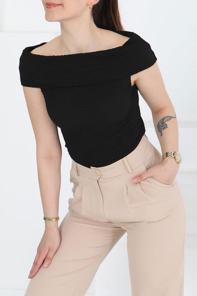 Buffle Kolsuz Madonna Bluz Siyah - 27280 