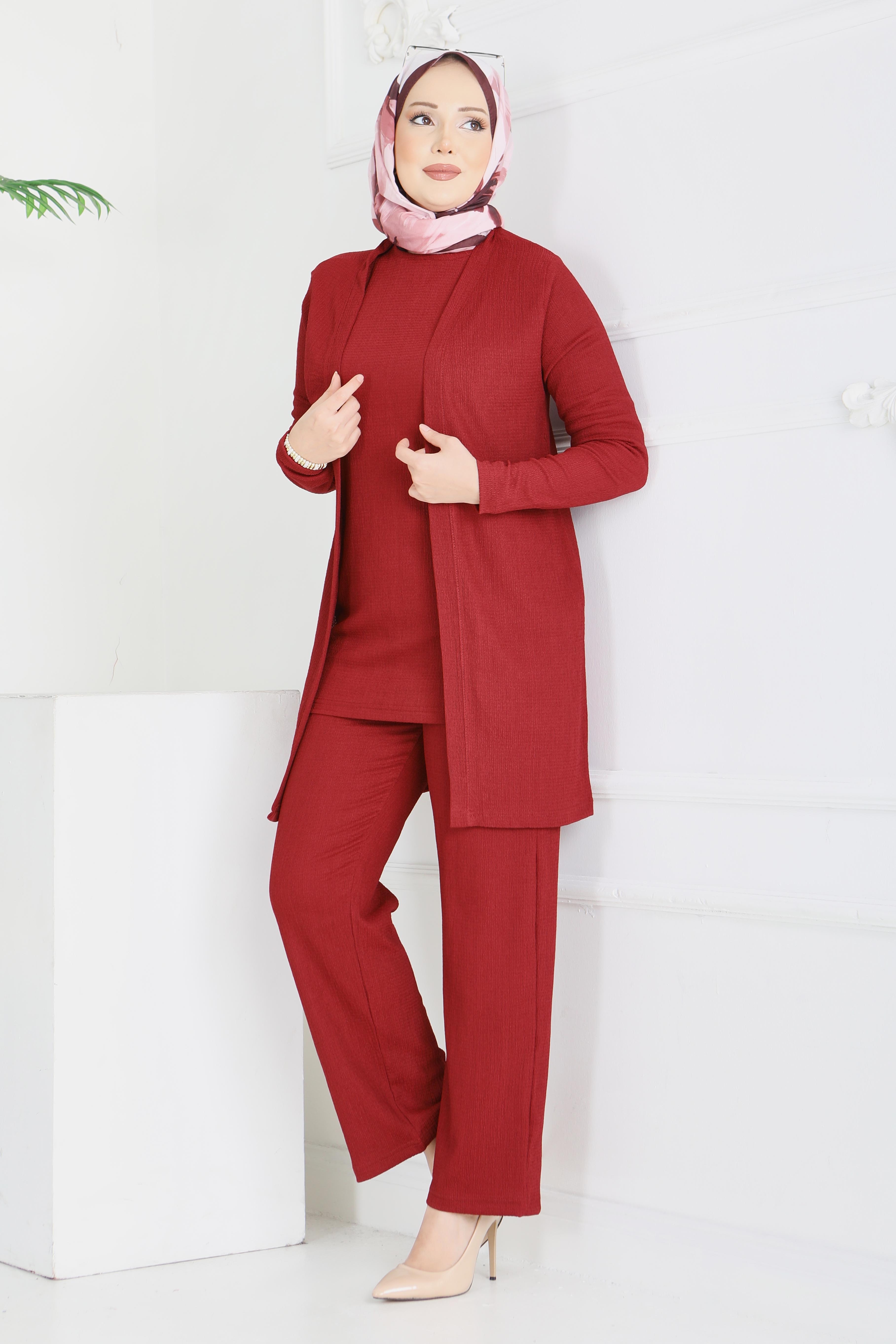 Bürümcük Üçlü Takım - 2070-BORDO - 4