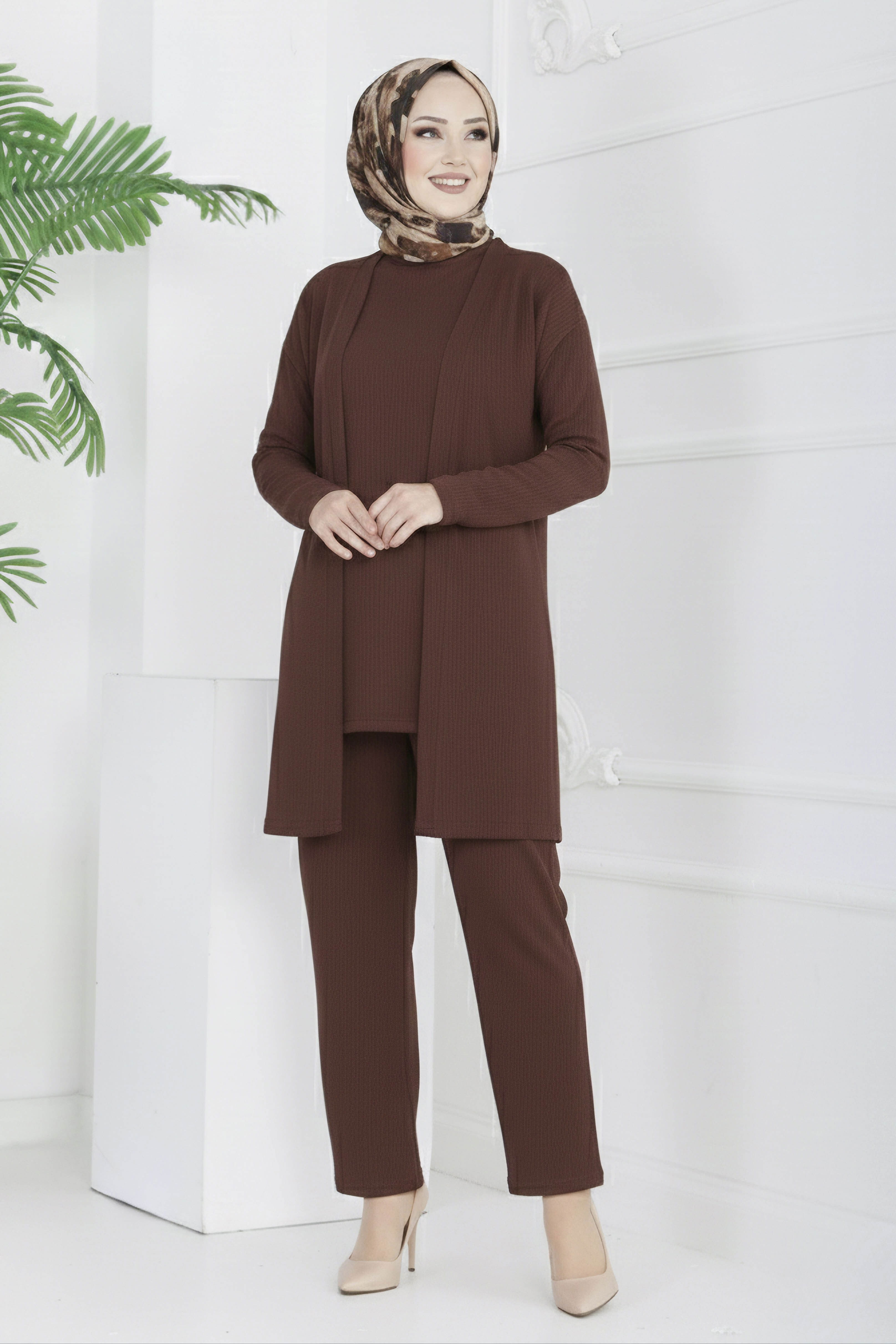 Bürümcük Üçlü Takım - 2070-KAHVE - 1