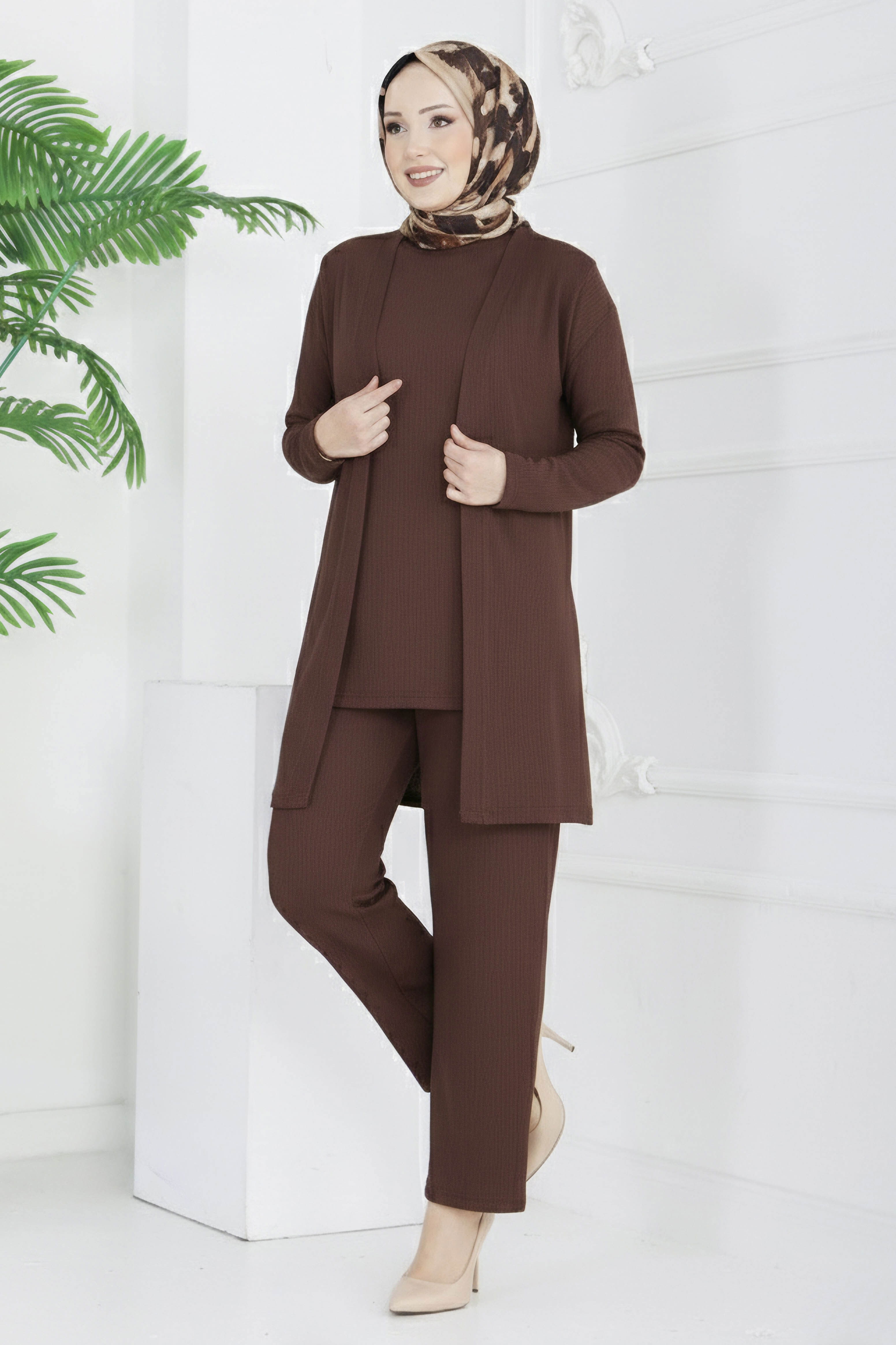 Bürümcük Üçlü Takım - 2070-KAHVE - 2