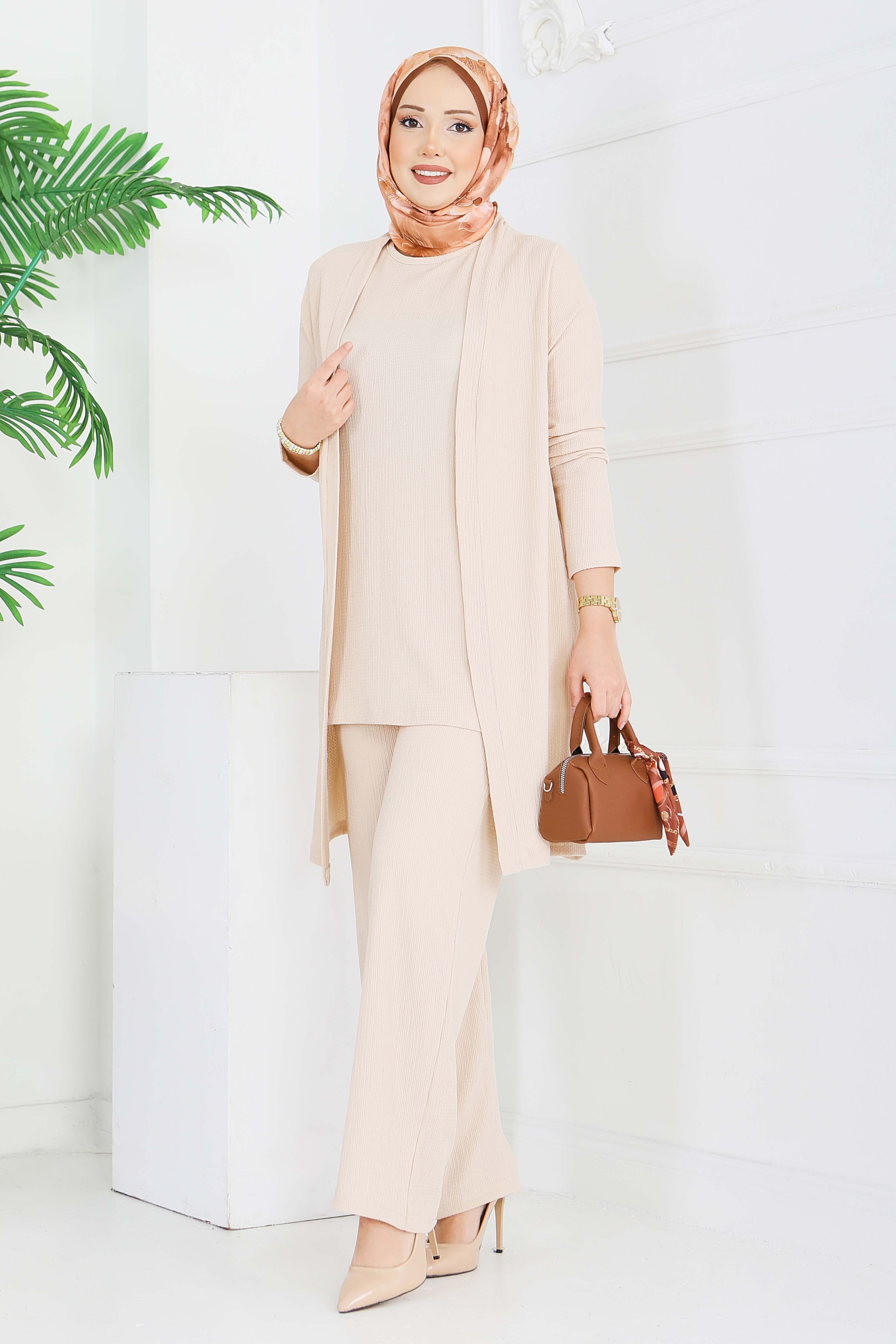 Bürümcük Üçlü Takım - 2070-KREM - 1