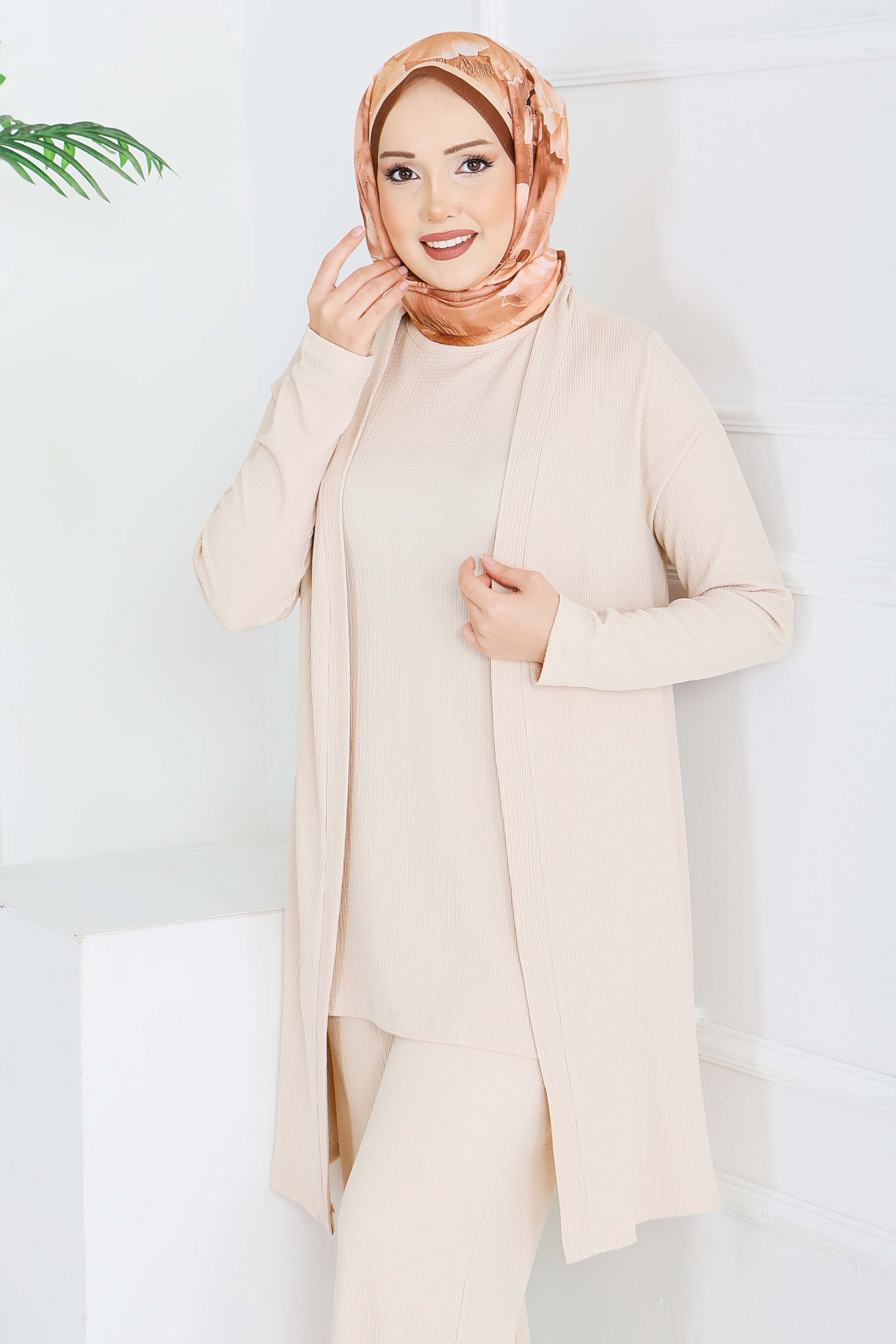 Bürümcük Üçlü Takım - 2070-KREM - 3