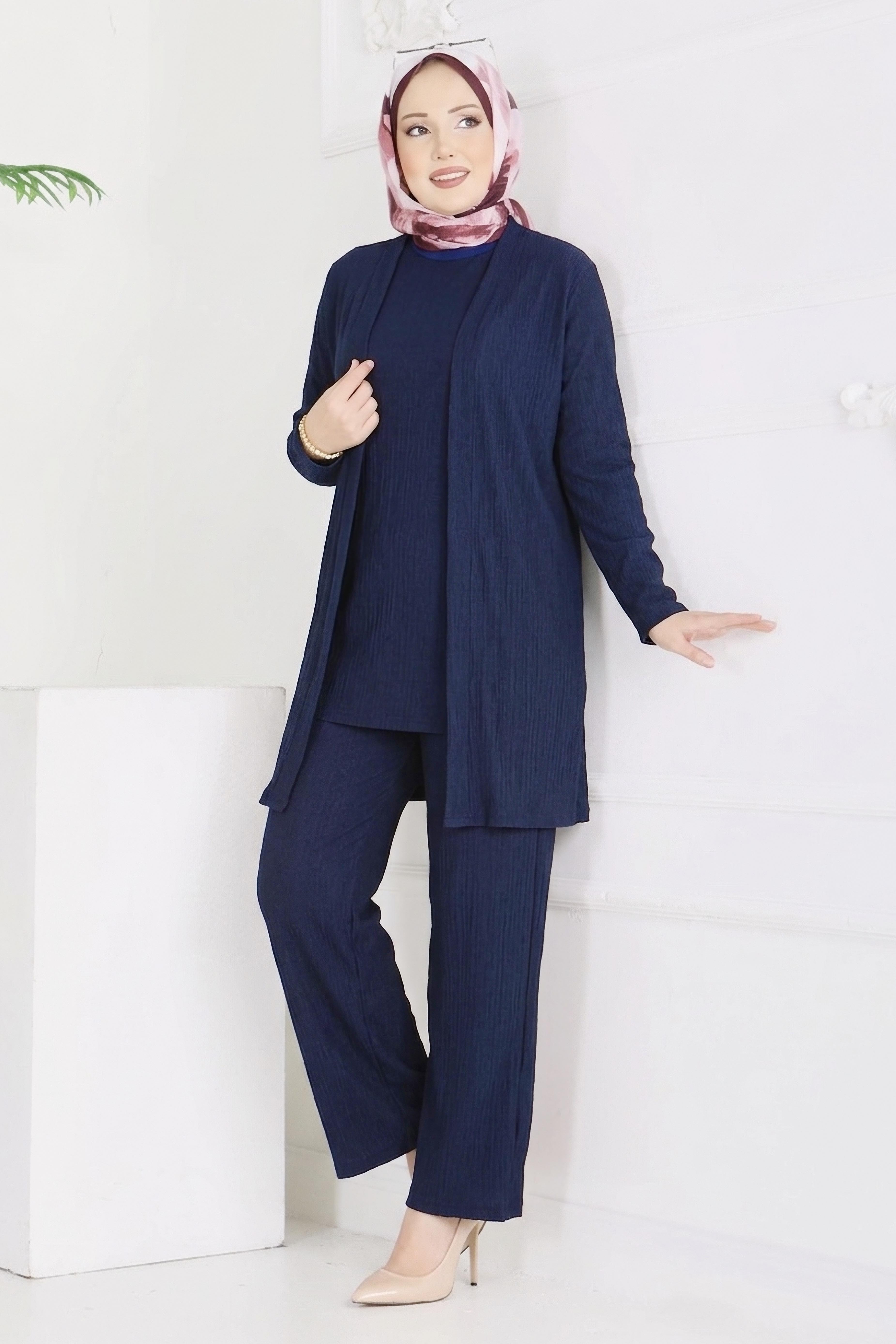 Bürümcük Üçlü Takım - 2070-LACIVERT - 2