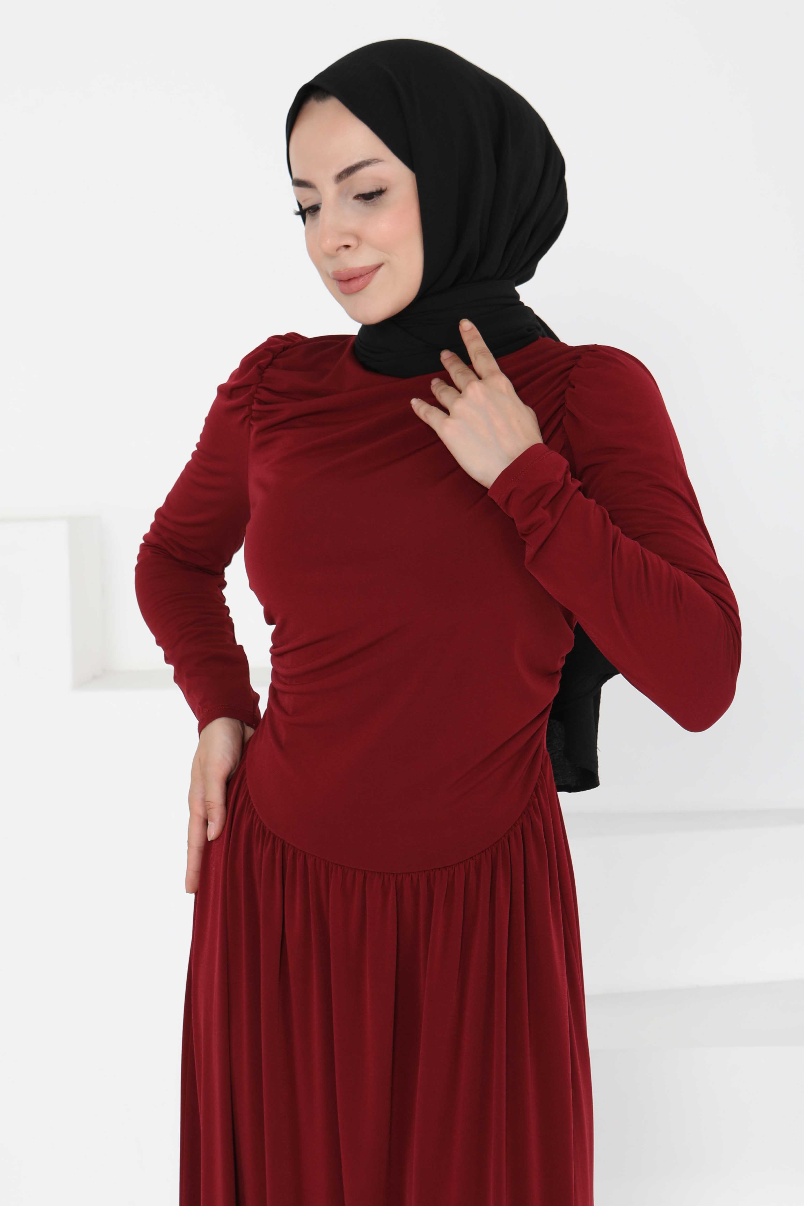 Büzgülü Elbise - 27254 - 3