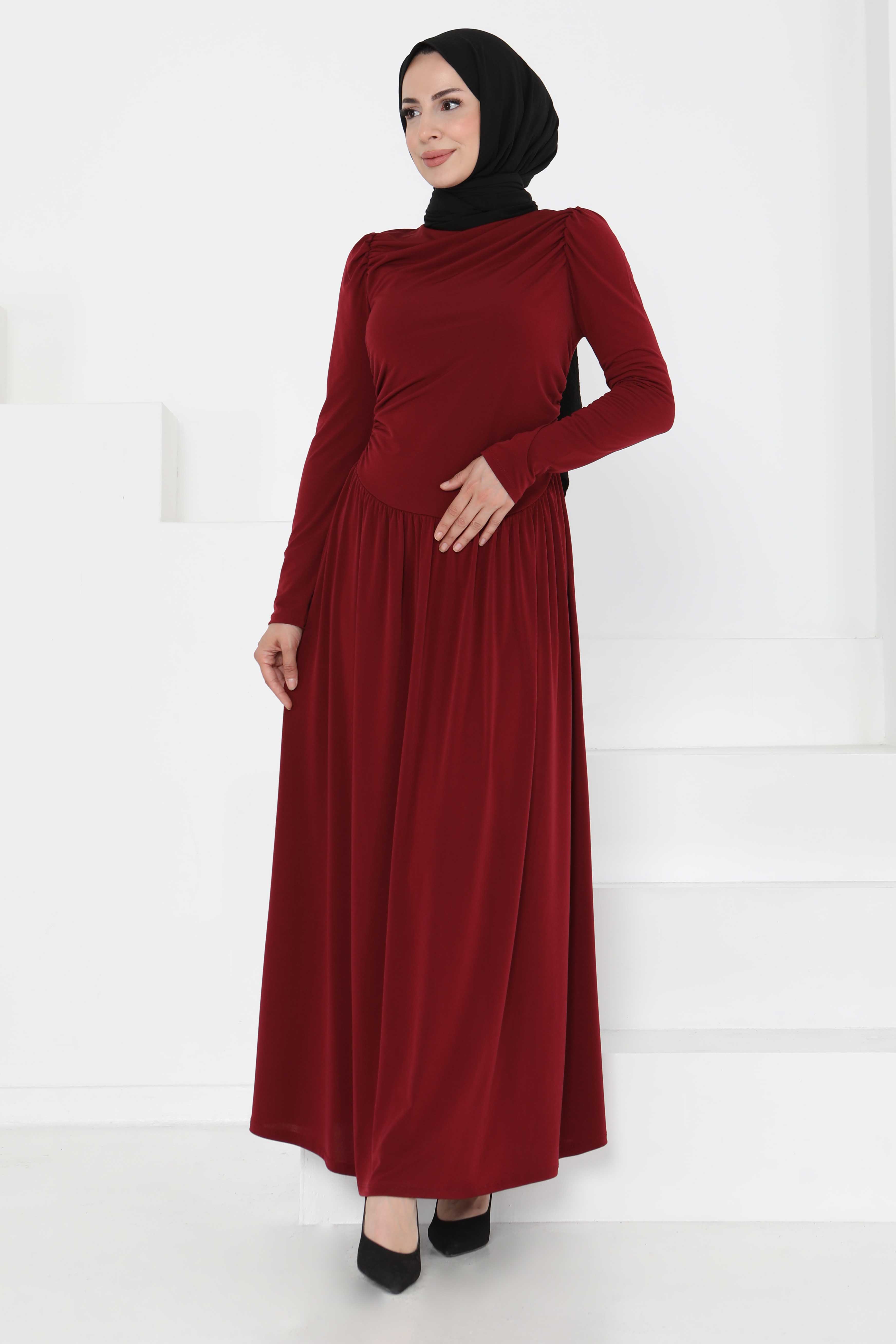 Büzgülü Elbise - 27254 - 4