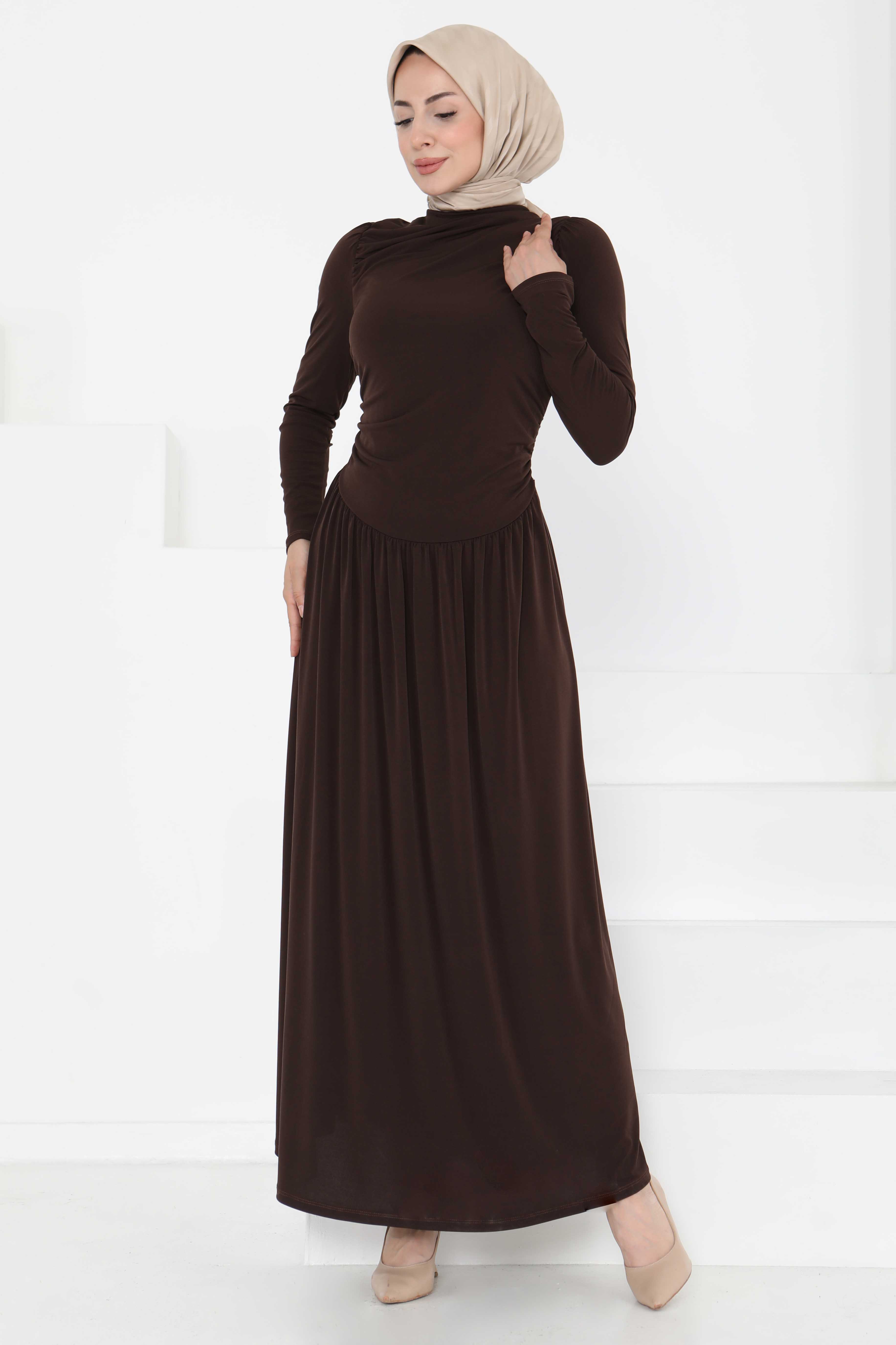 Büzgülü Elbise - 27254 - 3