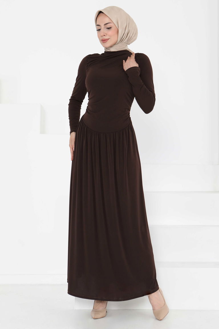 Büzgülü Elbise - 27254 - TOFİSA