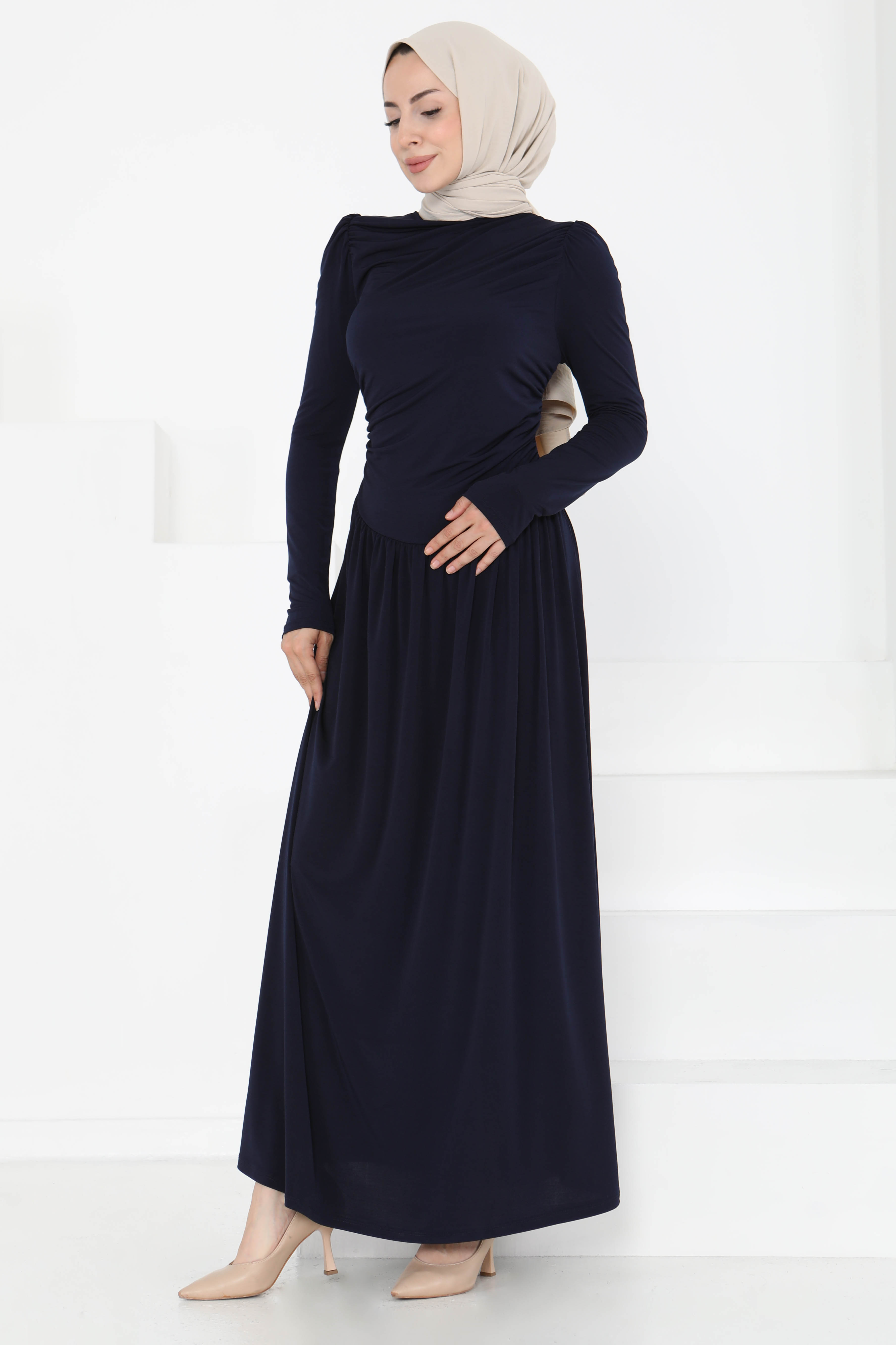 Büzgülü Elbise - 27254 - 1