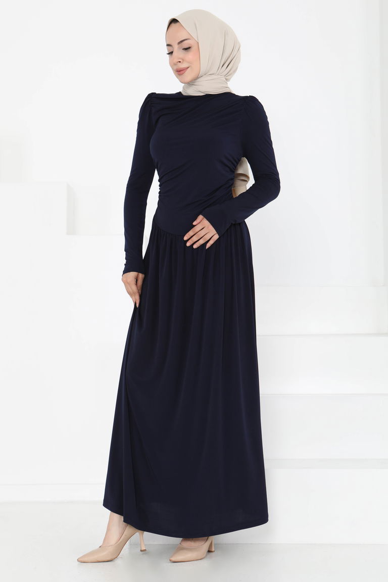 Büzgülü Elbise - 27254 - TOFİSA