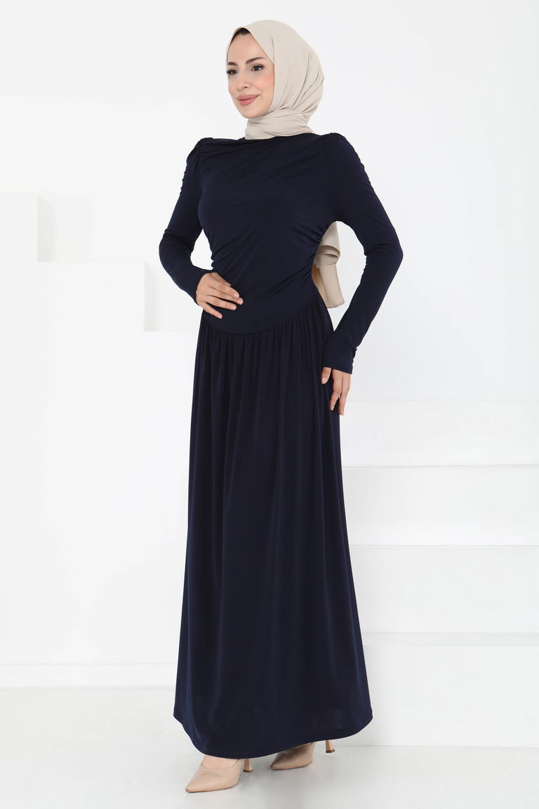 Büzgülü Elbise - 27254 - TOFİSA
