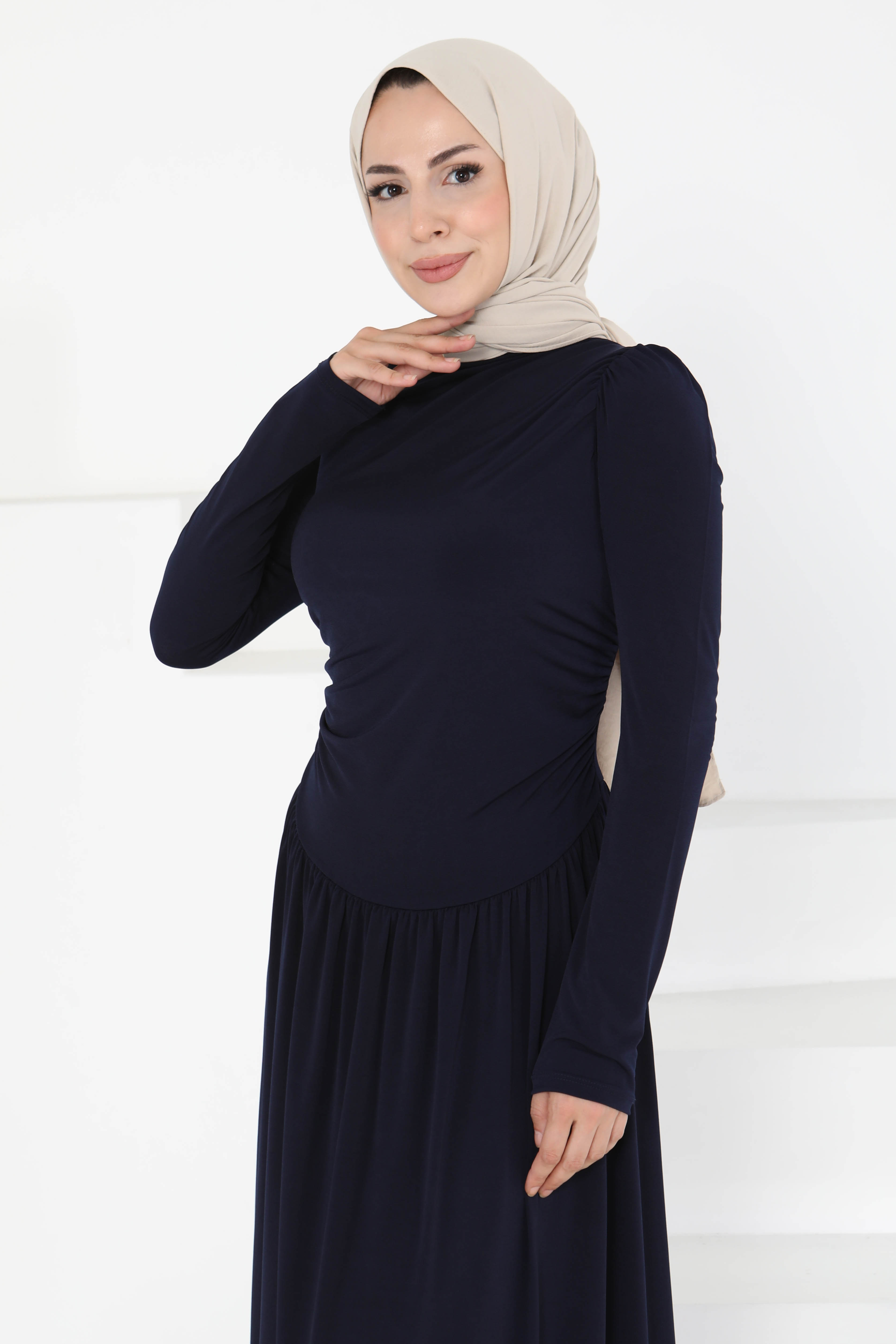 Büzgülü Elbise - 27254 - 5