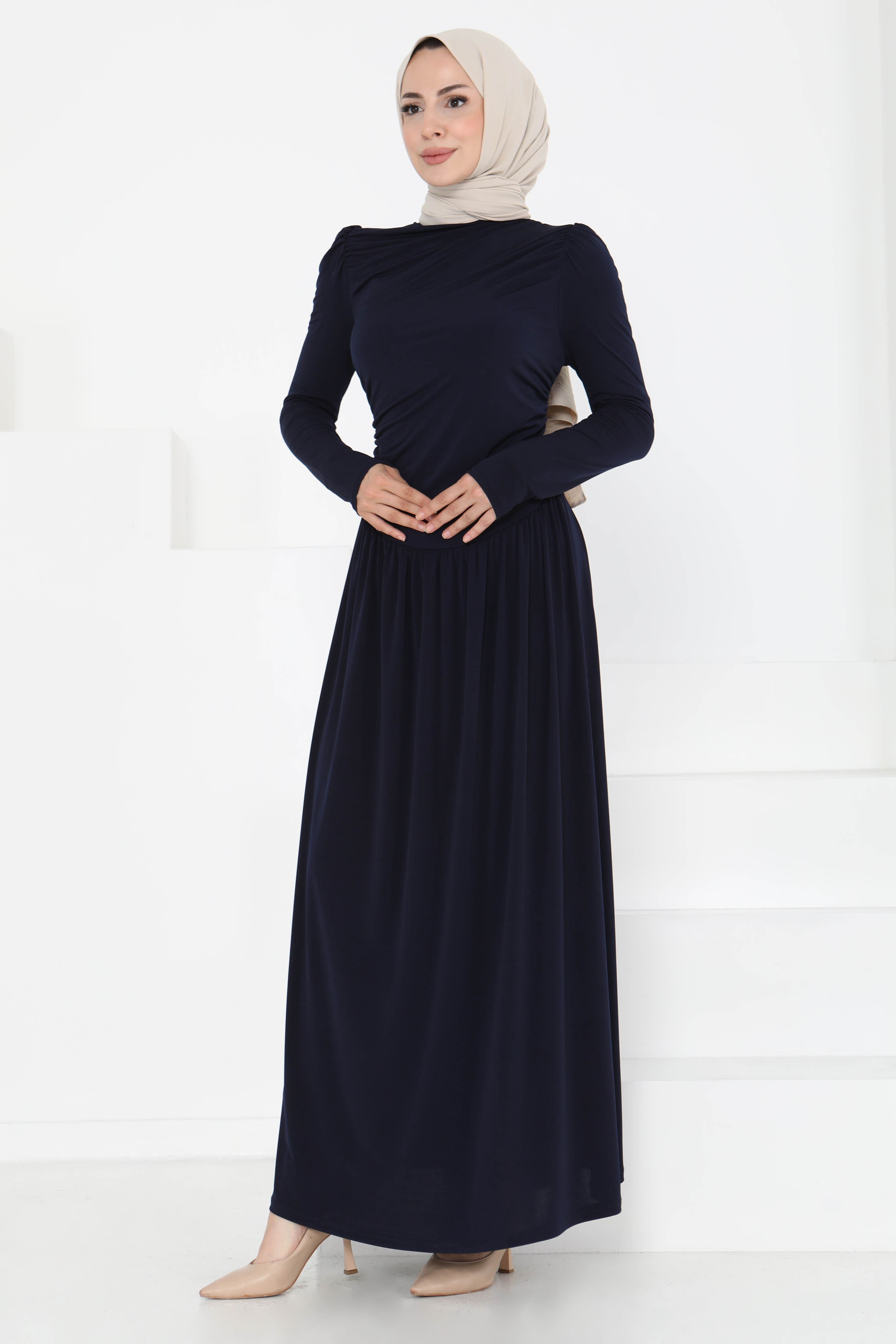 Büzgülü Elbise - 27254 - 6