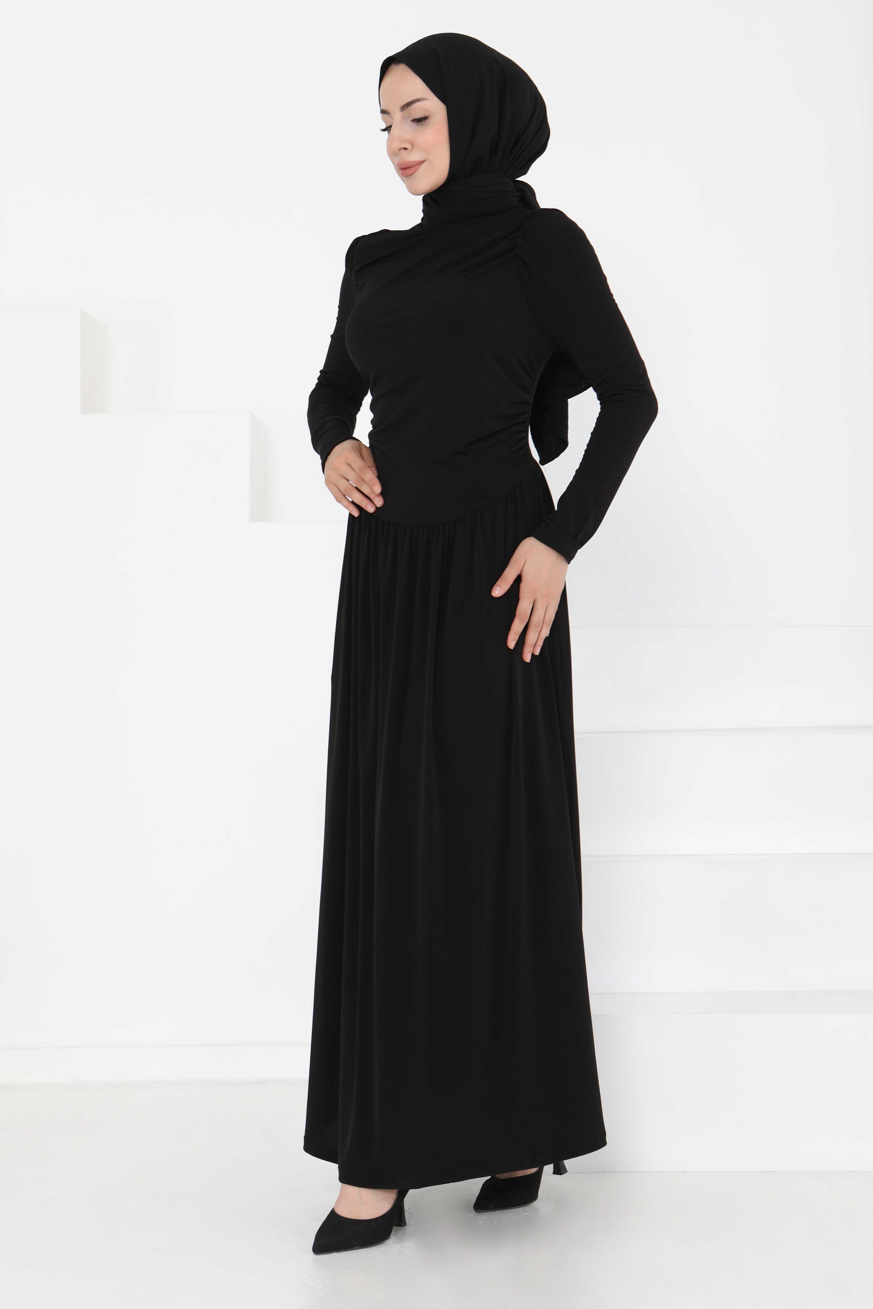 Büzgülü Elbise - 27254 - 1