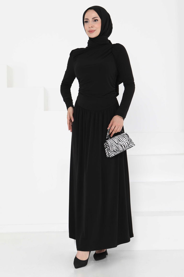 Büzgülü Elbise - 27254 - TOFİSA