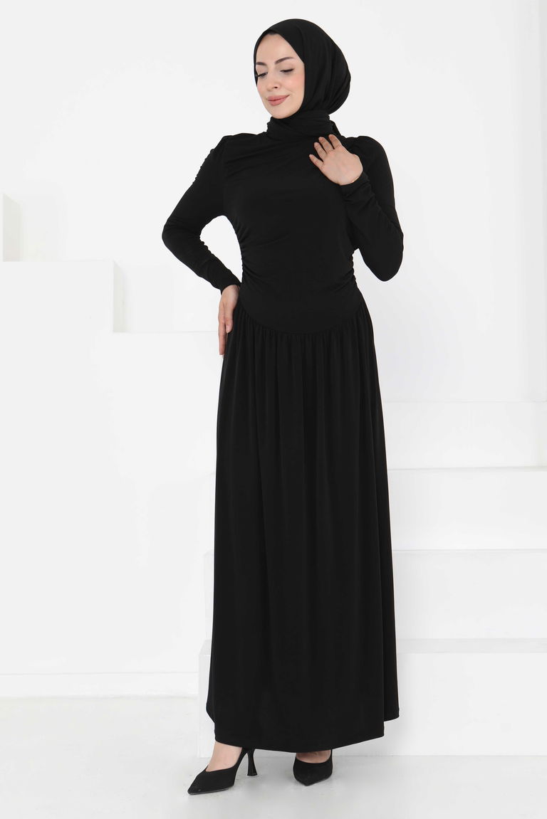 Büzgülü Elbise - 27254 - TOFİSA