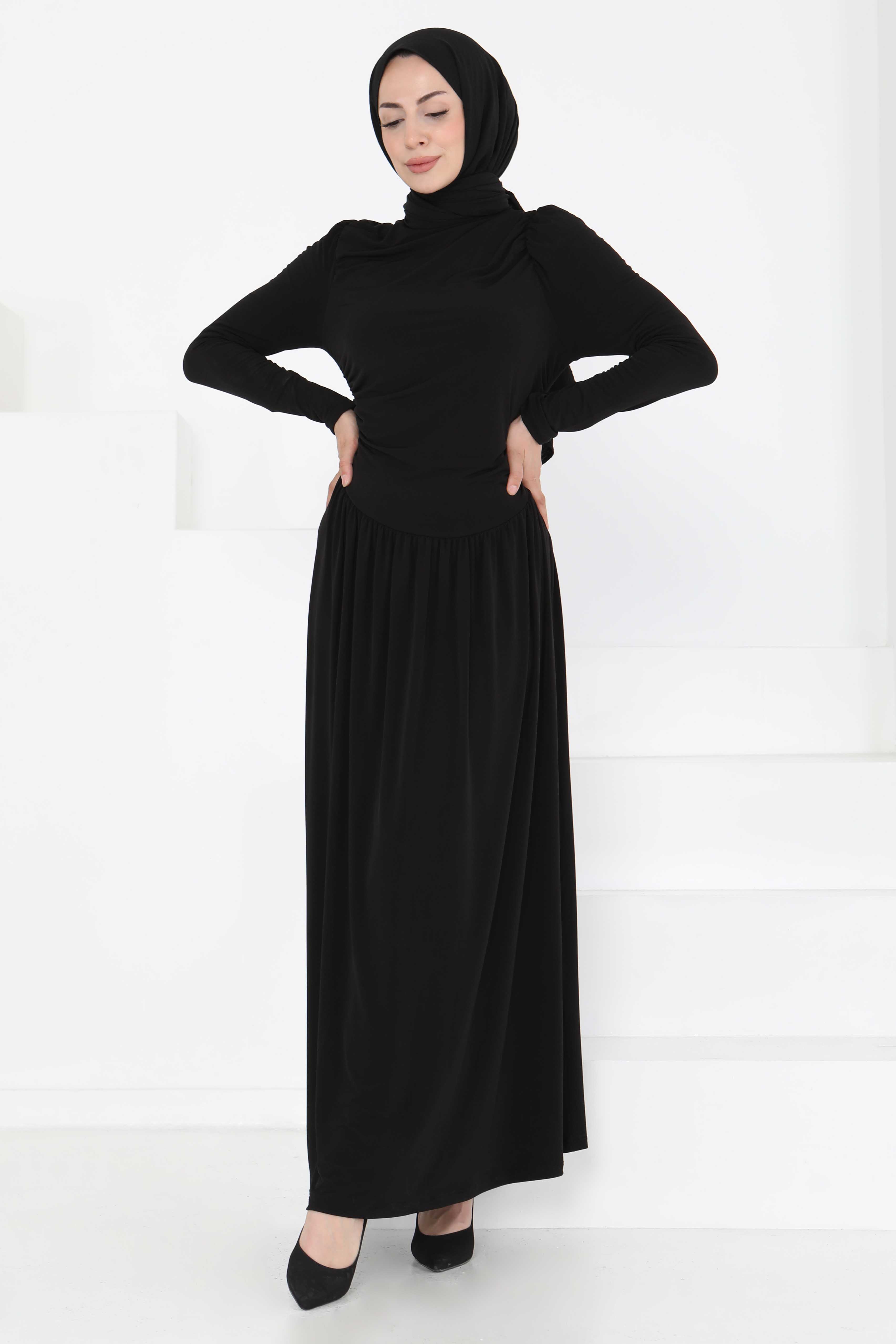 Büzgülü Elbise - 27254 - 4