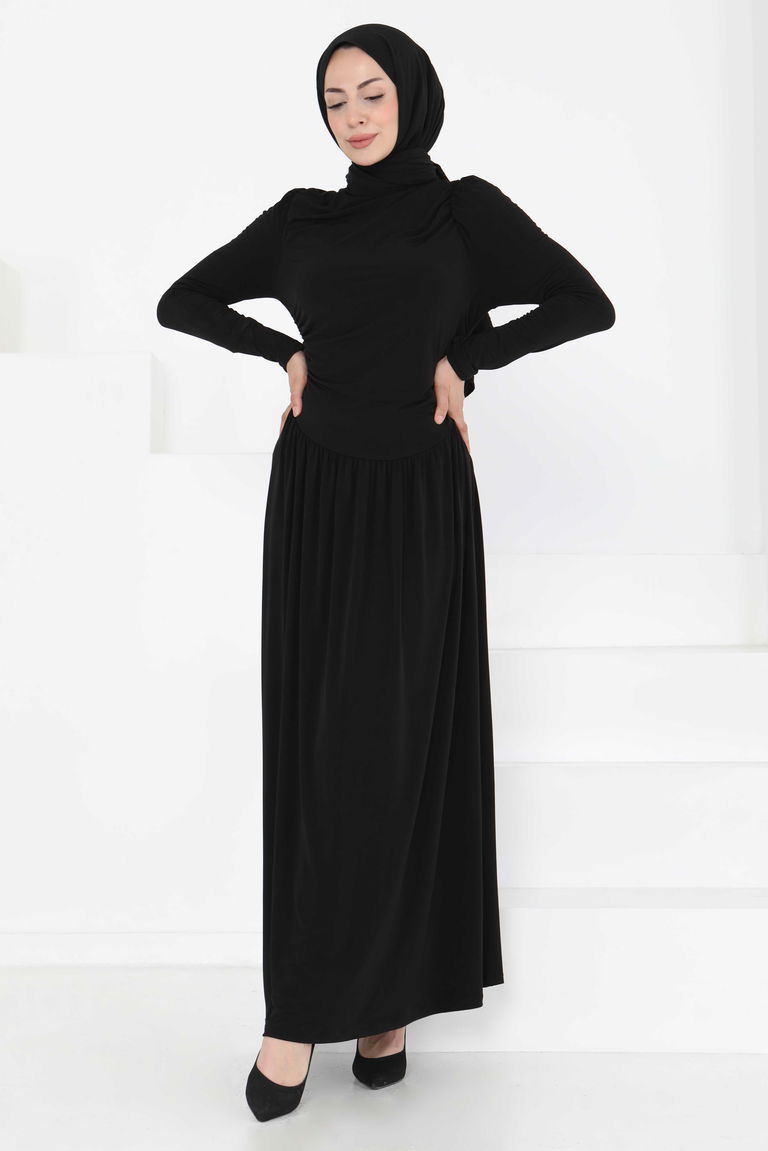 Büzgülü Elbise - 27254 - TOFİSA