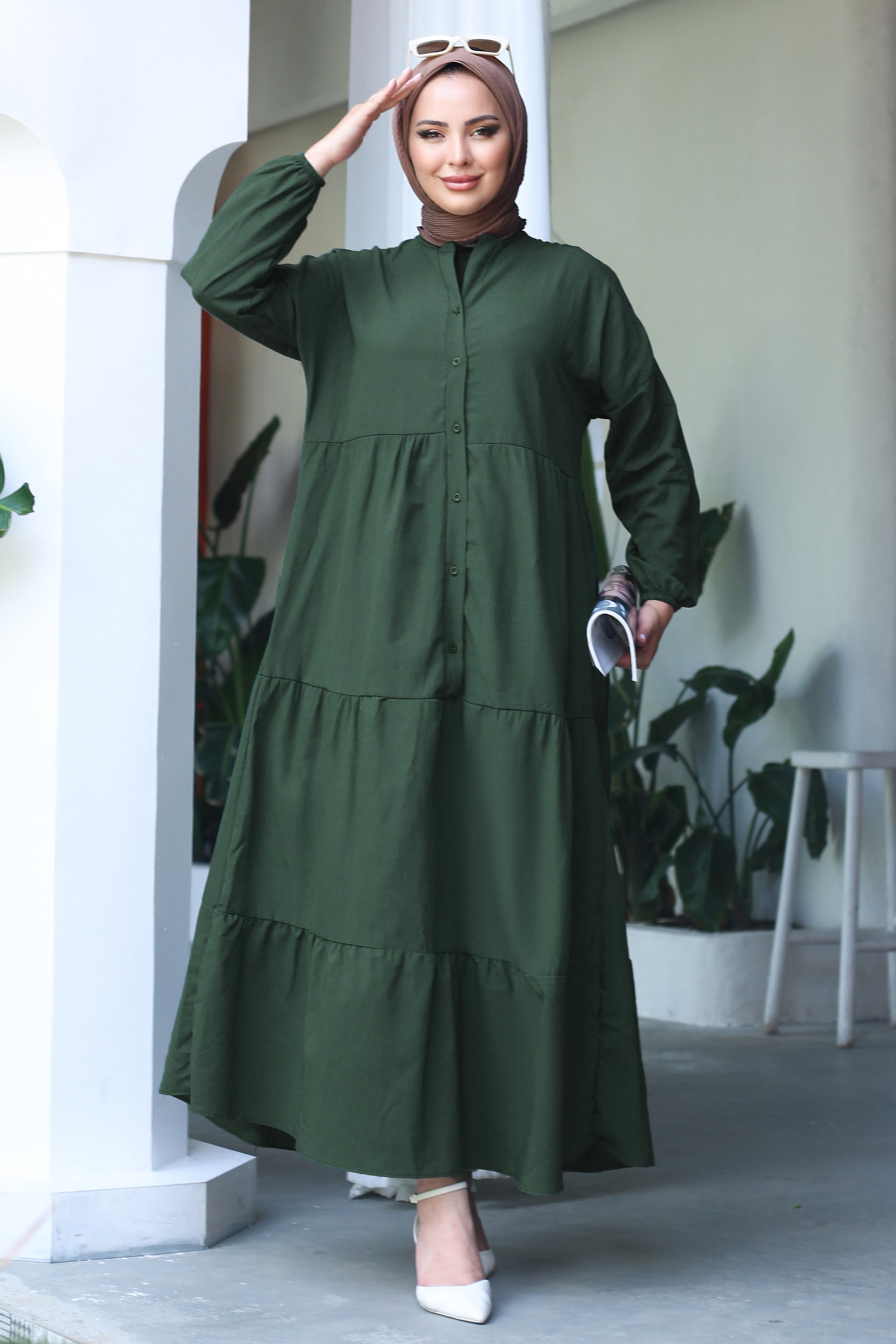 Büzgülü Pat Detaylı Elbise - 27293 - 1