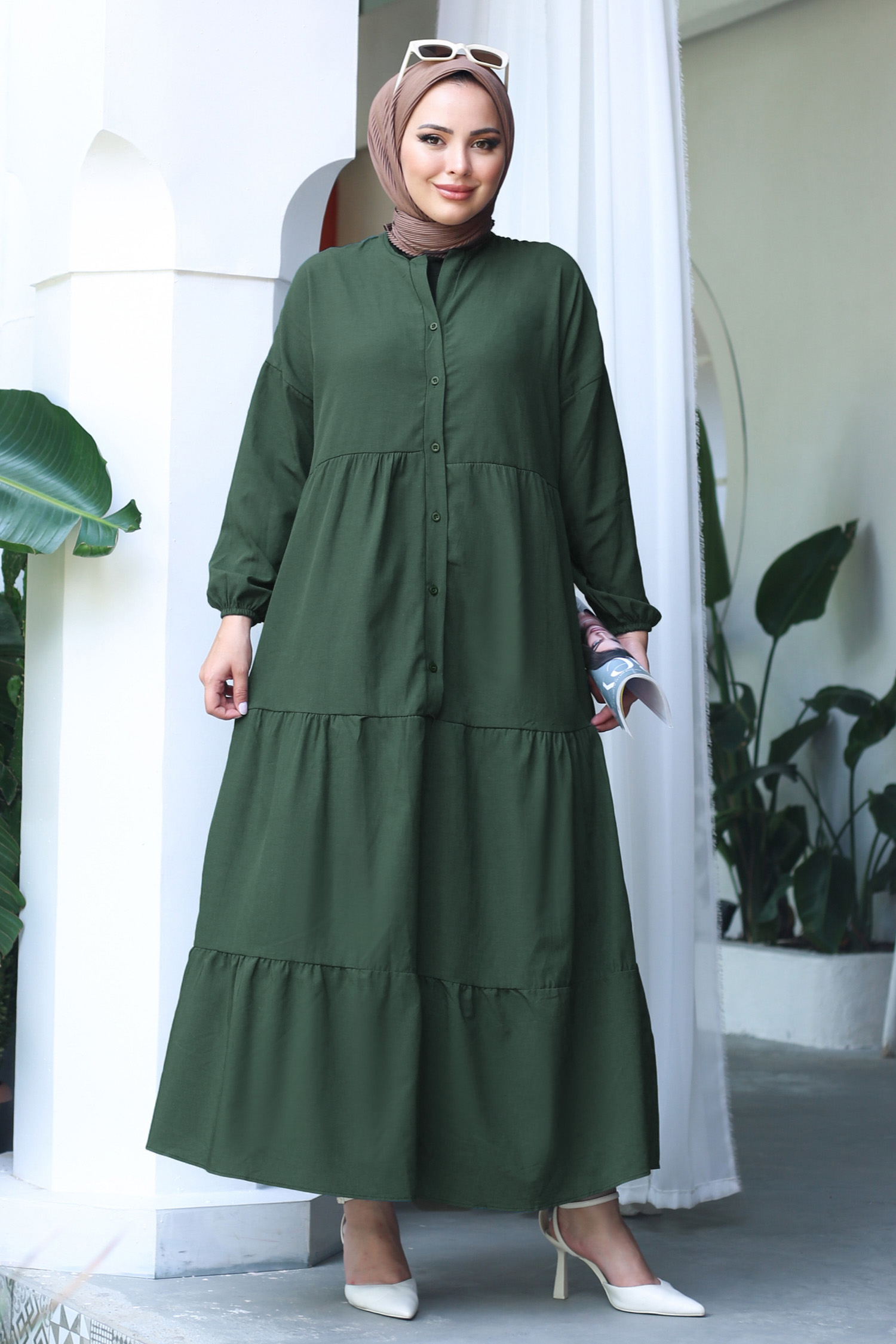 Büzgülü Pat Detaylı Elbise - 27293 - 2
