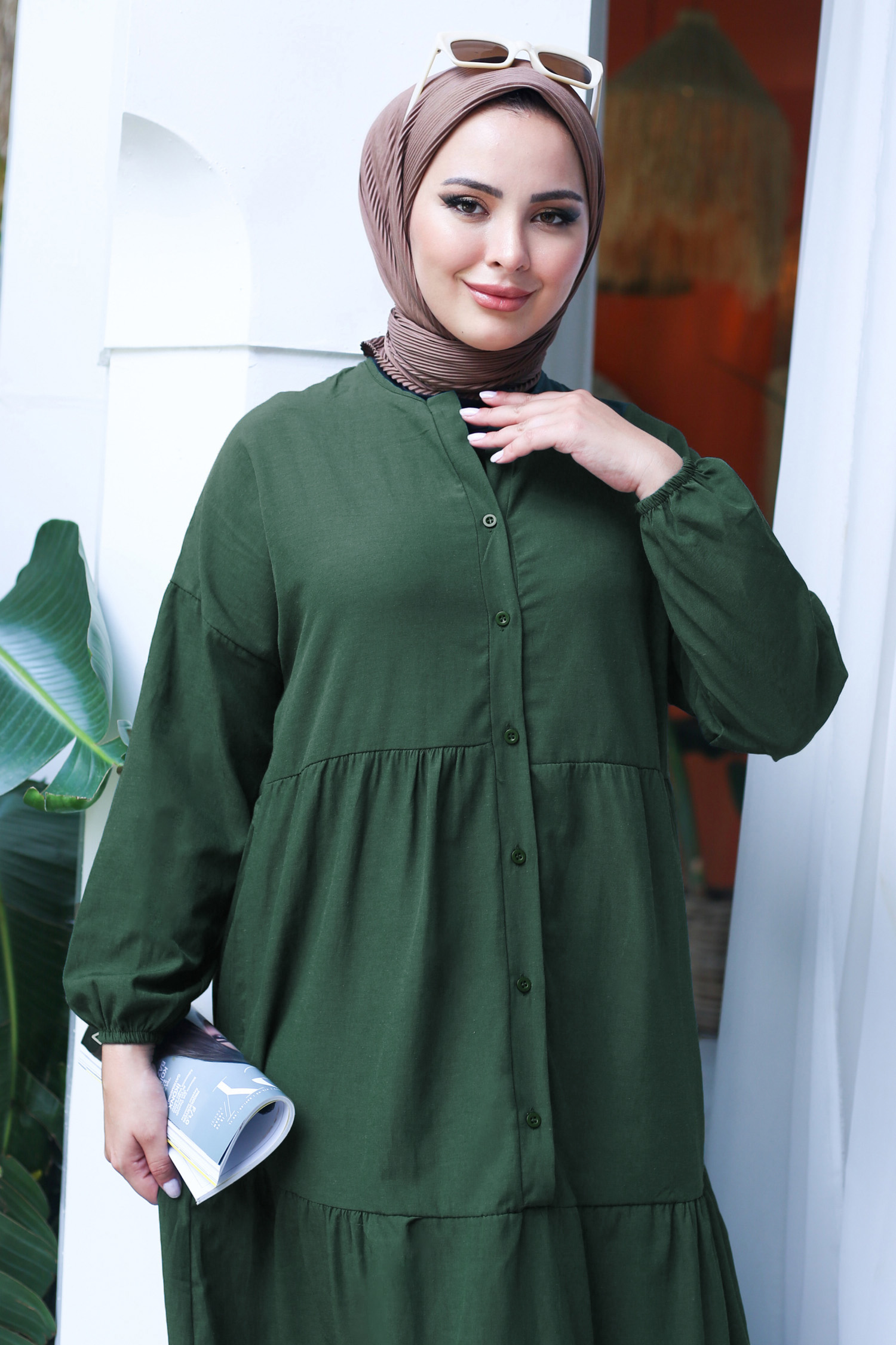 Büzgülü Pat Detaylı Elbise - 27293 - 4