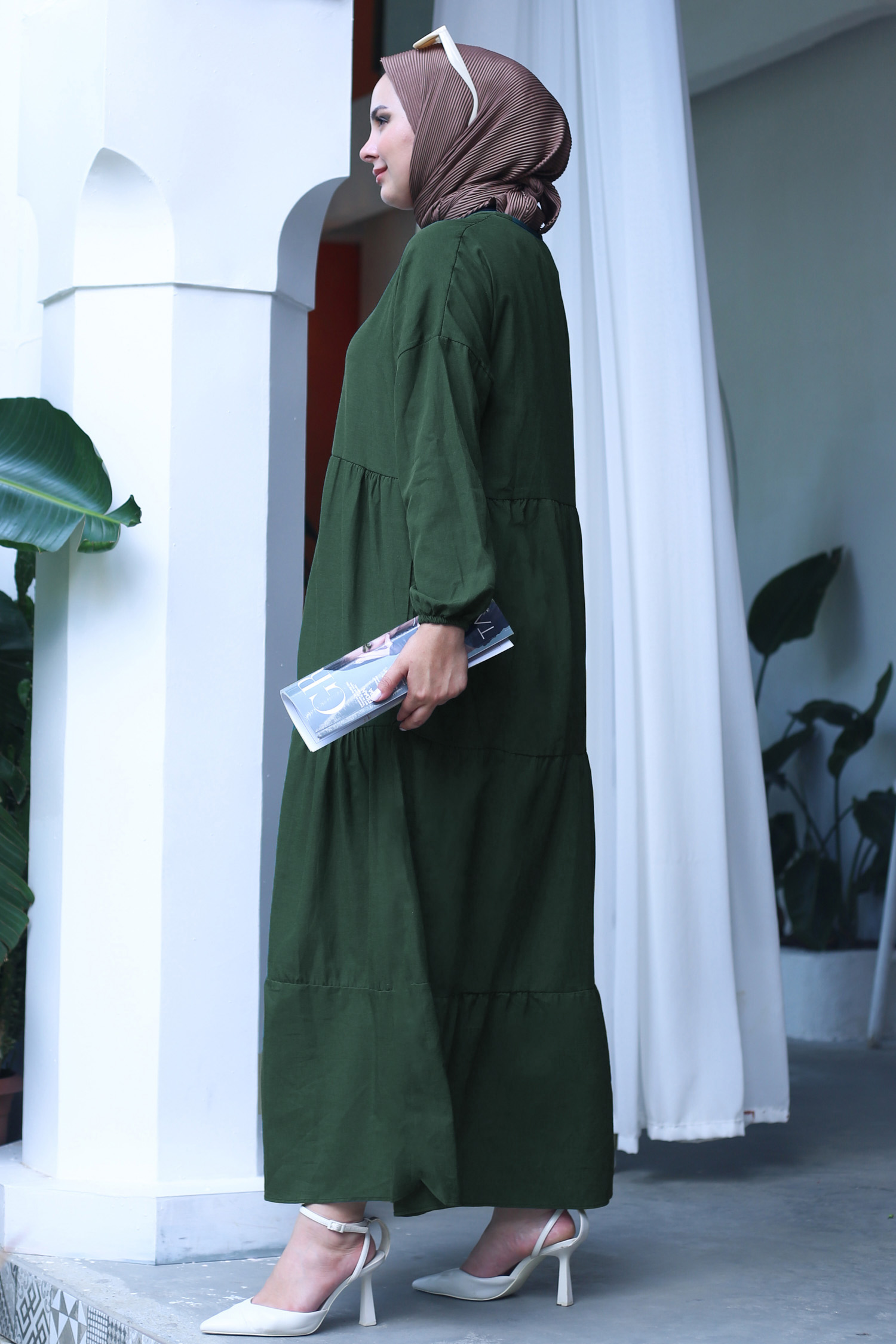 Büzgülü Pat Detaylı Elbise - 27293 - 5
