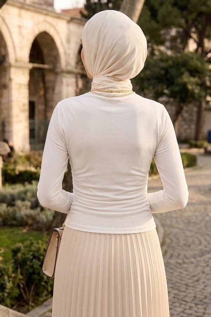 Büzgülü Sandy Bluz Beyaz - 28885-BEYAZ - 4