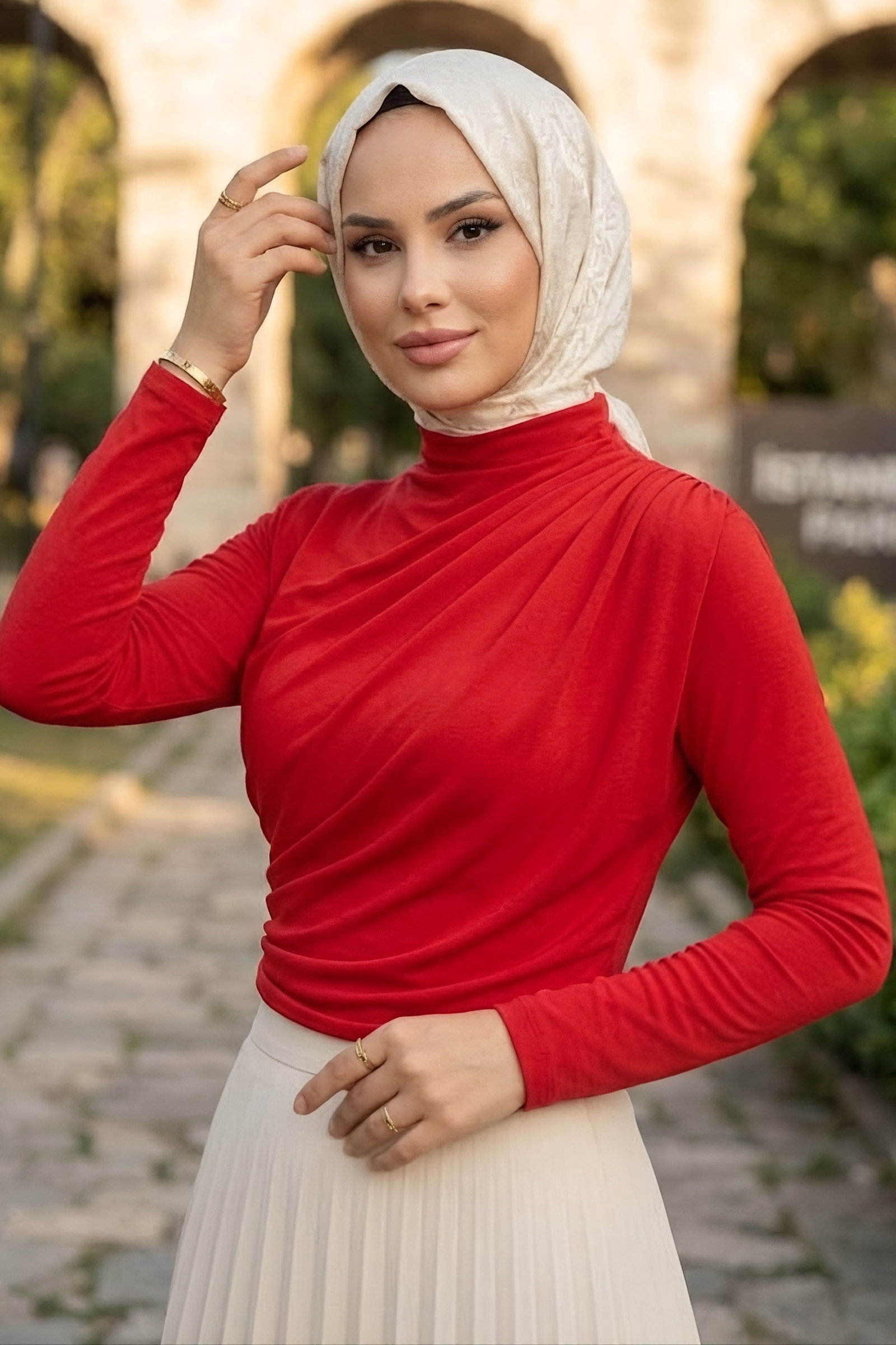 Büzgülü Sandy Bluz Kirmizi - 28885-KIRMIZI - 2
