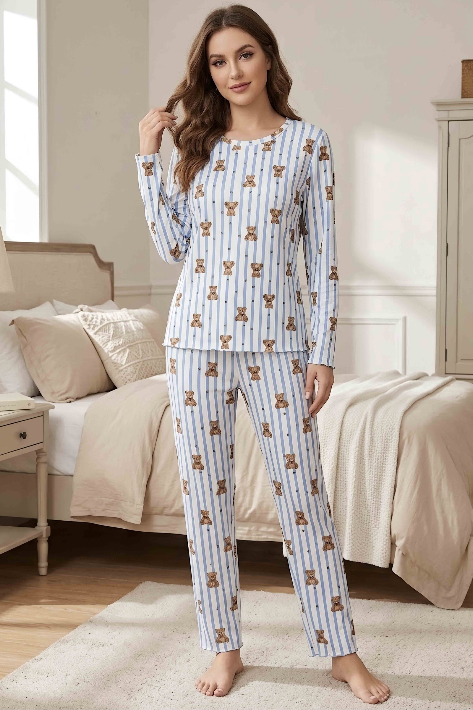 Cares Uzun Kollu Fiyoklu Pijama Takımı Bebe Mavi - 29091-BEBE-MAVI - 1