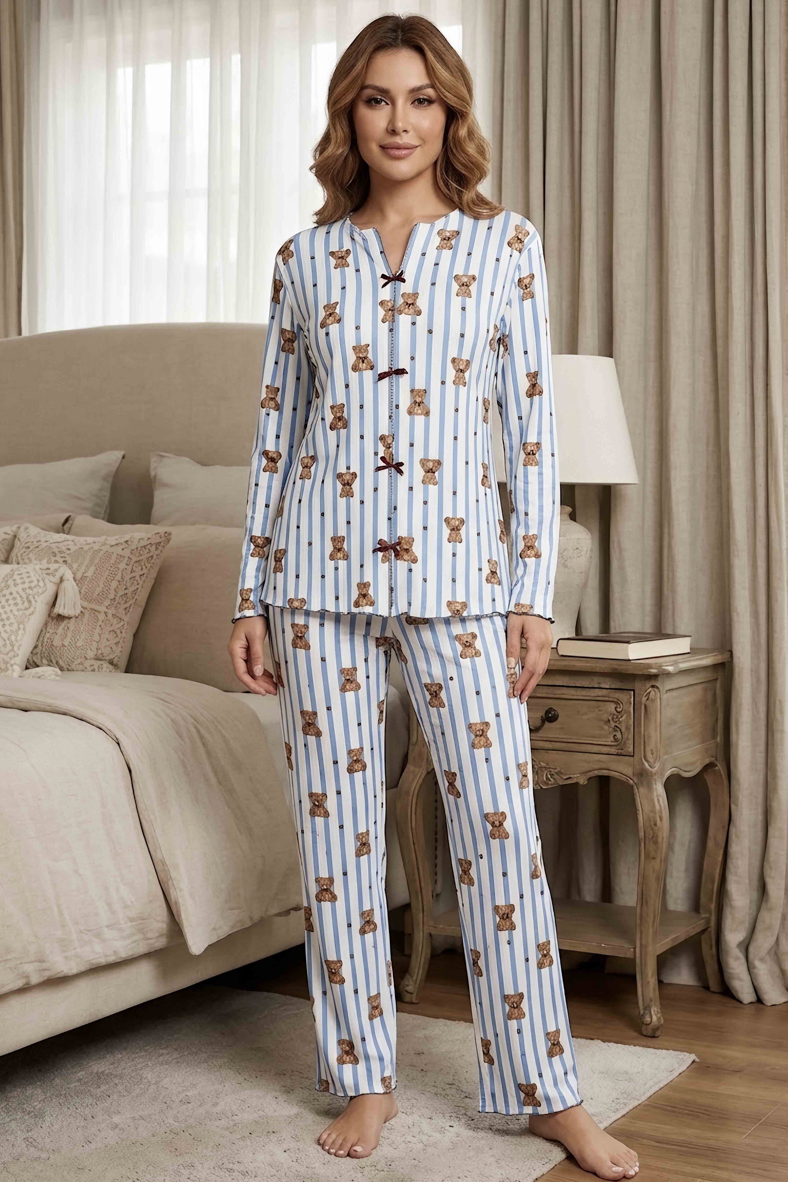 Cares Uzun Kollu Fiyoklu Pijama Takımı Bebe Mavi - 29093-BEBE-MAVI - 1