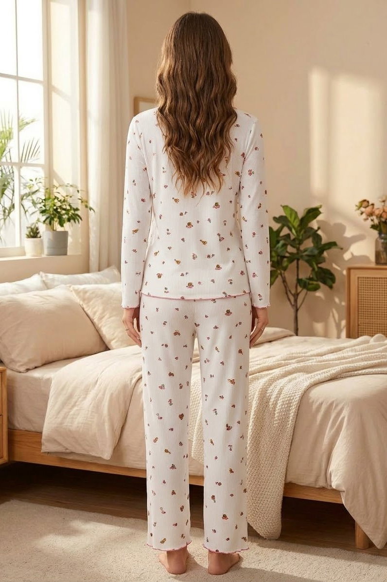 Cares Uzun Kollu Fiyoklu Pijama Takımı Pembe - 29093-PEMBE - 2