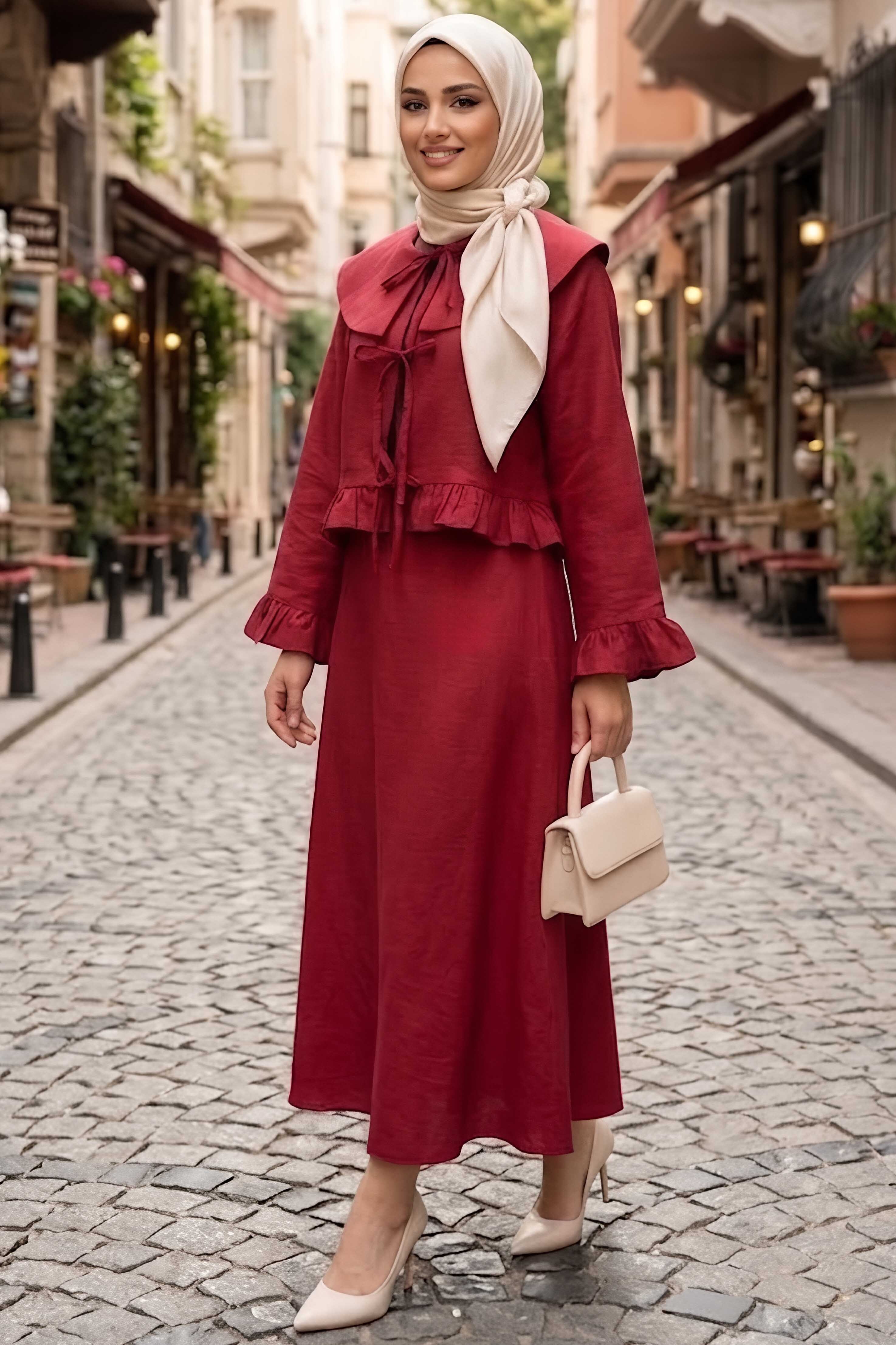 Ceket Etek İkili Takım Bordo - 28868-BORDO - 1