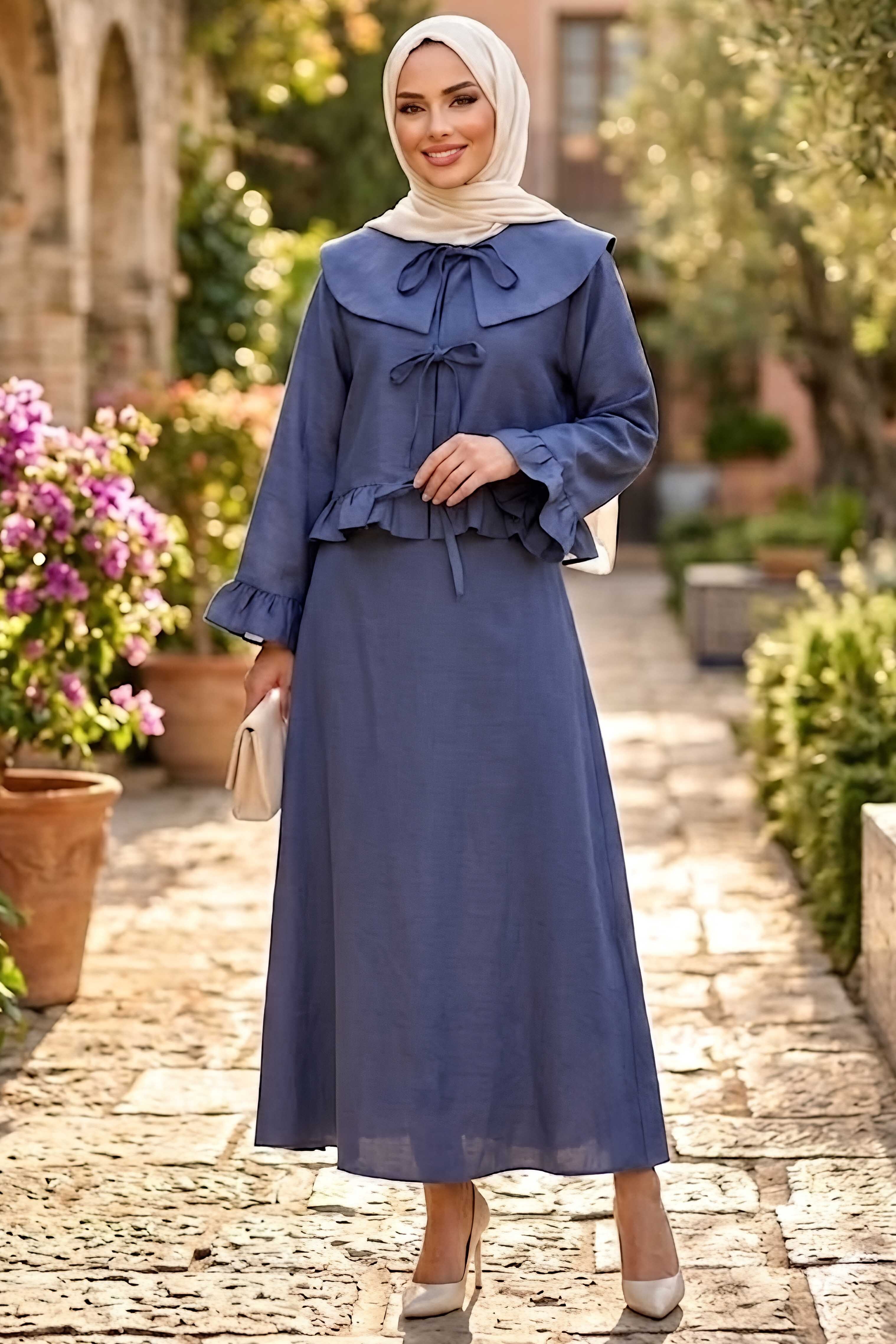 Ceket Etek İkili Takım Indigo - 28868-INDIGO - 1