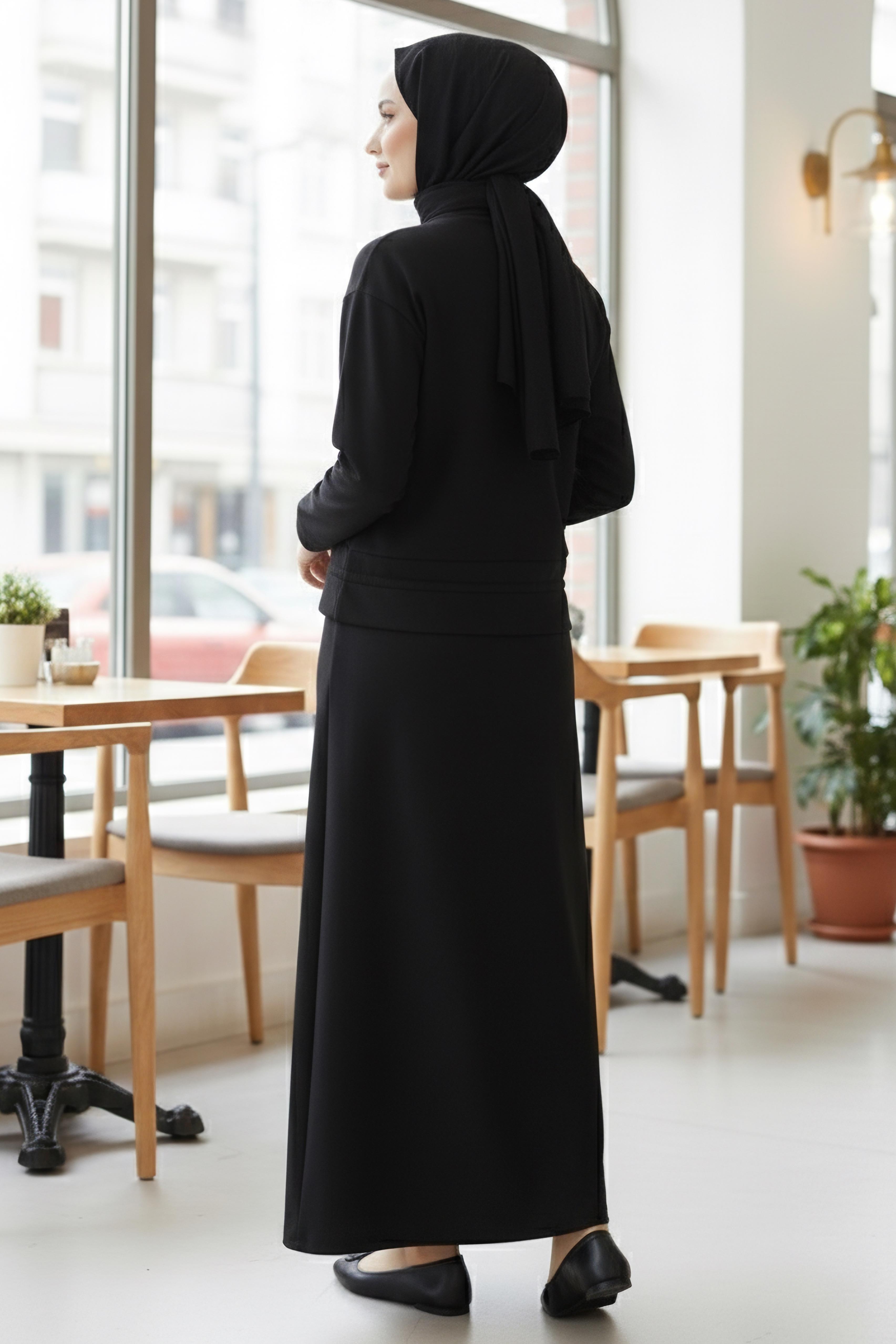 Cep Detaylı Bağcıklı Etek Takım - 2071-SIYAH - 4