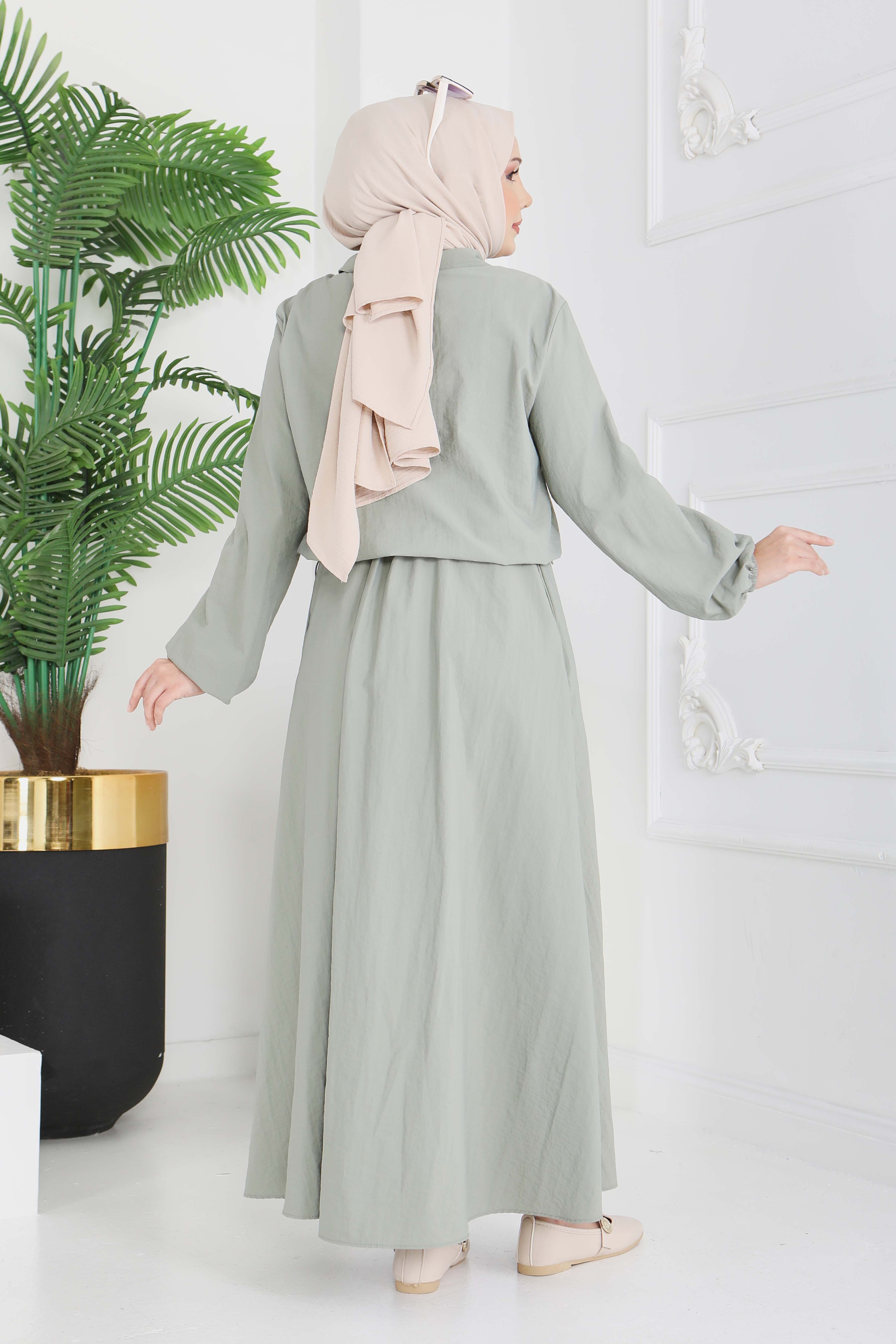 Cep Detaylı Fermuarlı İkili Takım - 28215-HAKI - 4