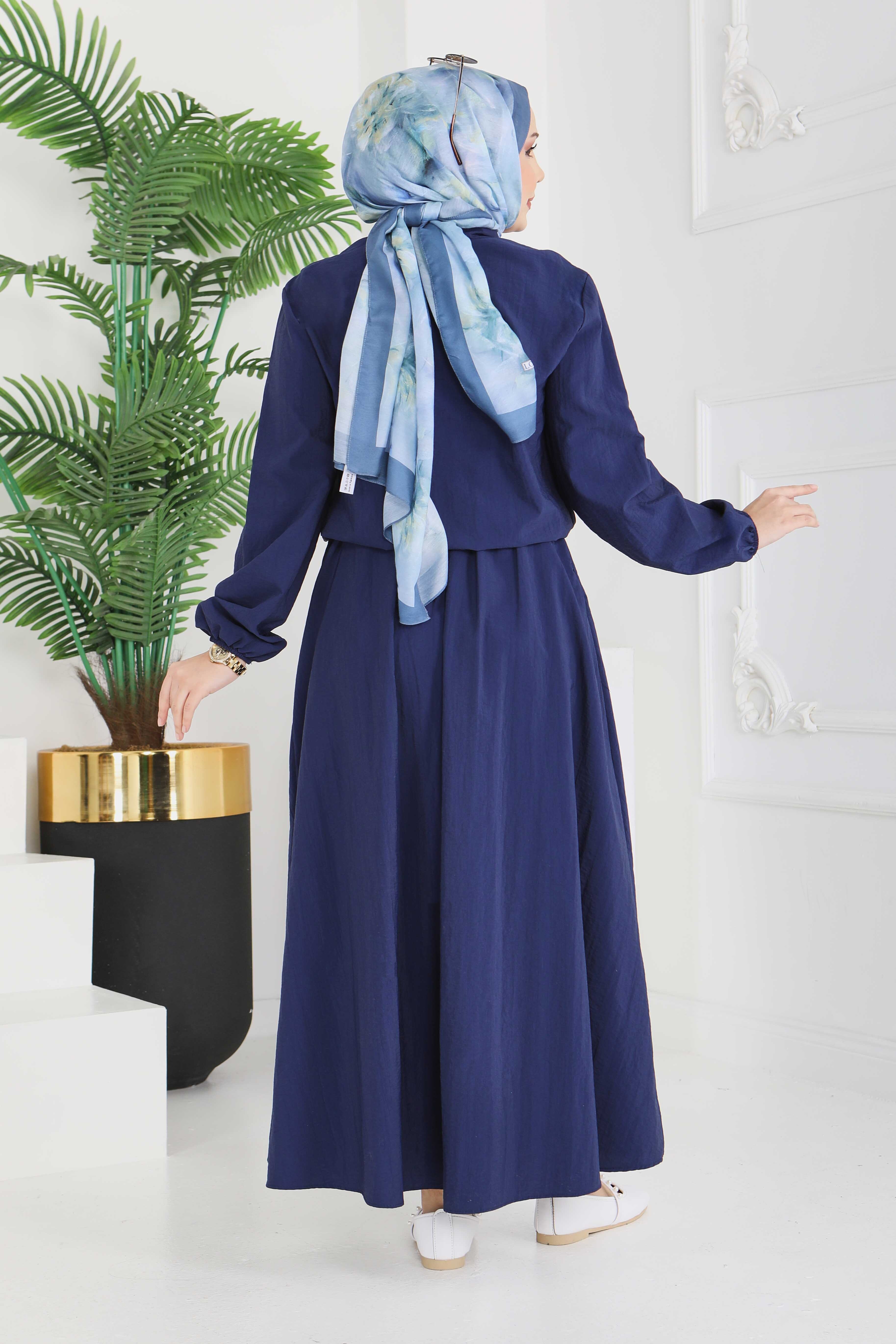 Cep Detaylı Fermuarlı İkili Takım - 28215-LACIVERT - 5