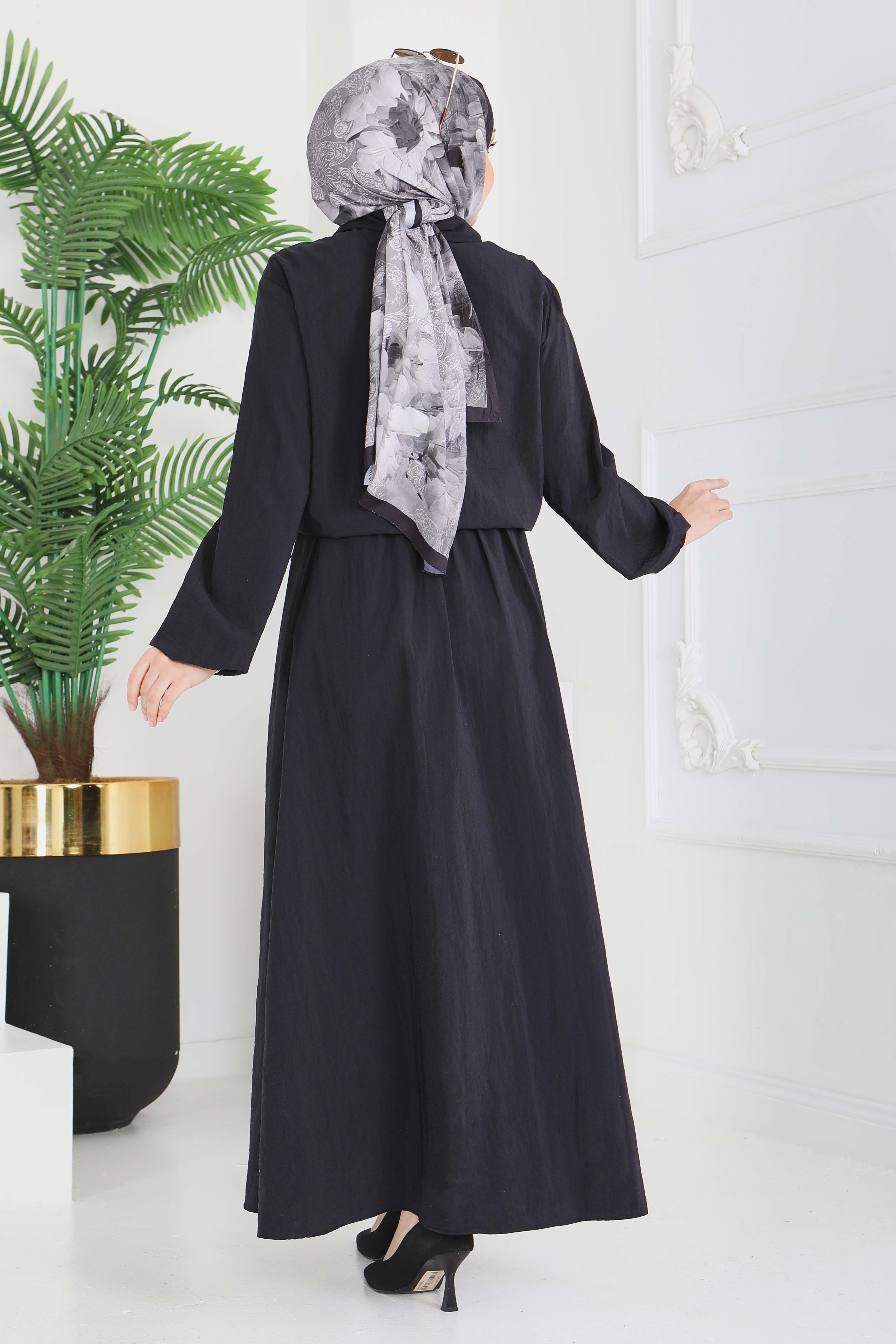 Cep Detaylı Fermuarlı İkili Takım - 28215-SIYAH - 5