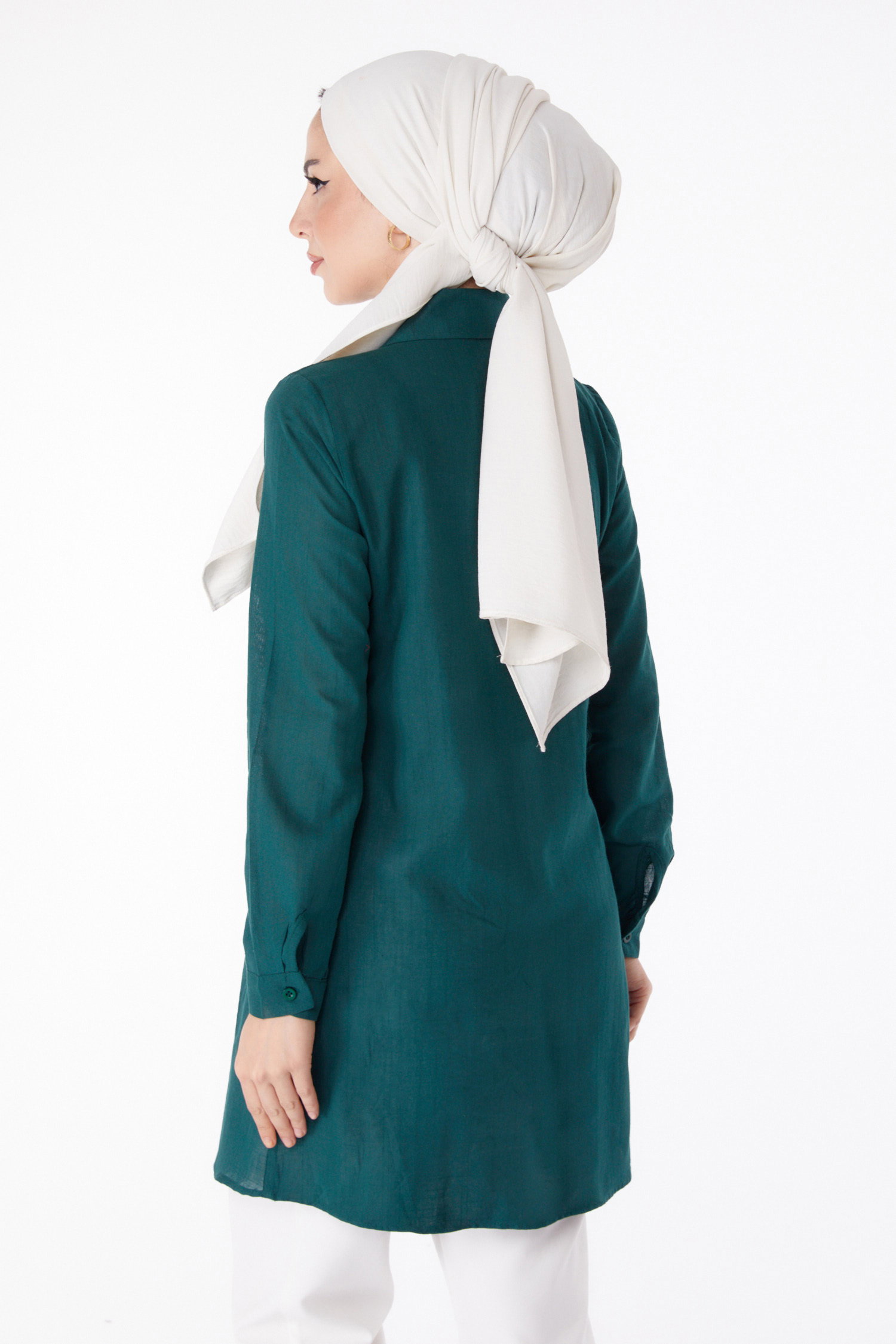 Cep Nakış Detaylı Tunik - 13170-ZUMRUT - 4