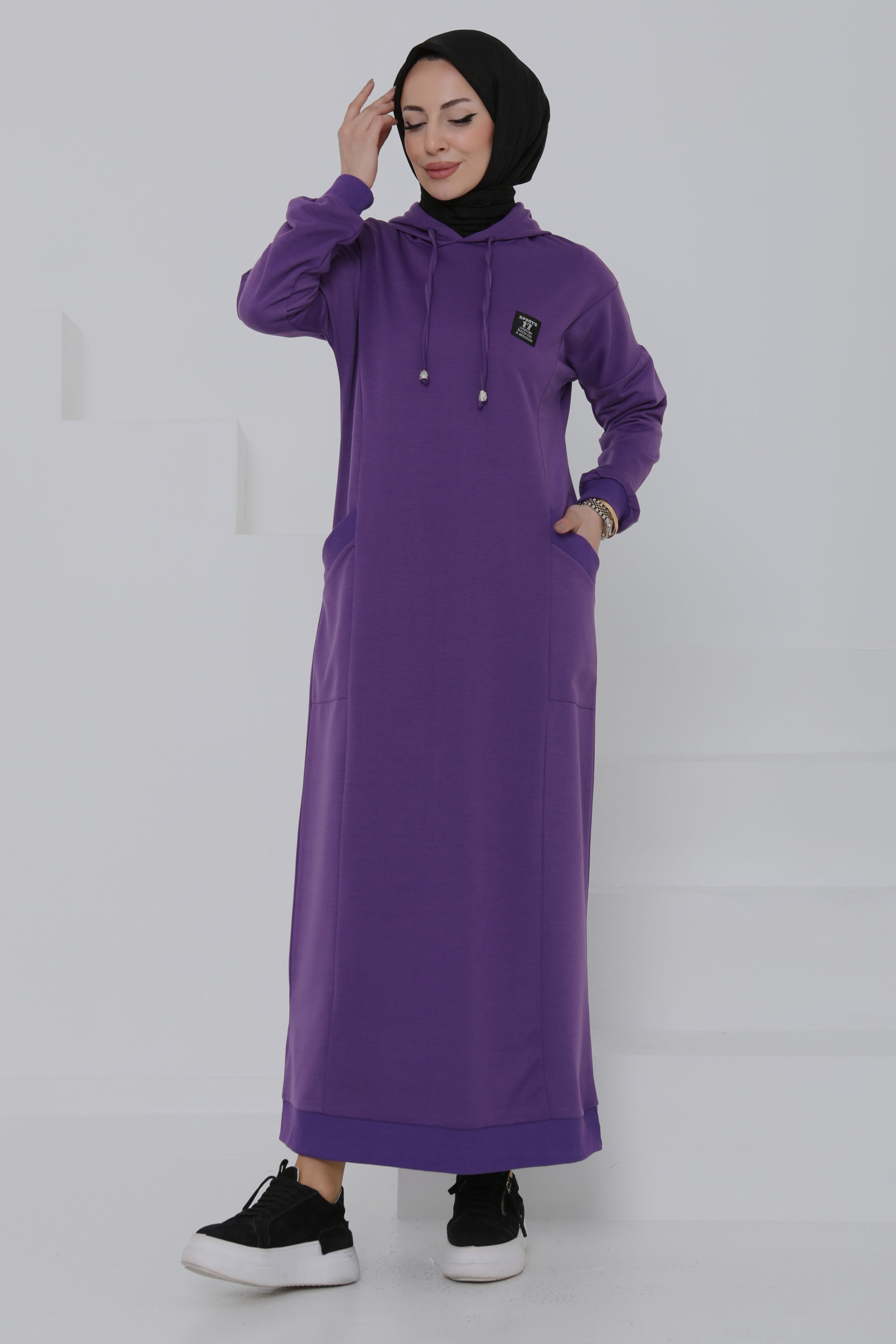 Cepli Armalı Elbise Mor - 27048 - 8