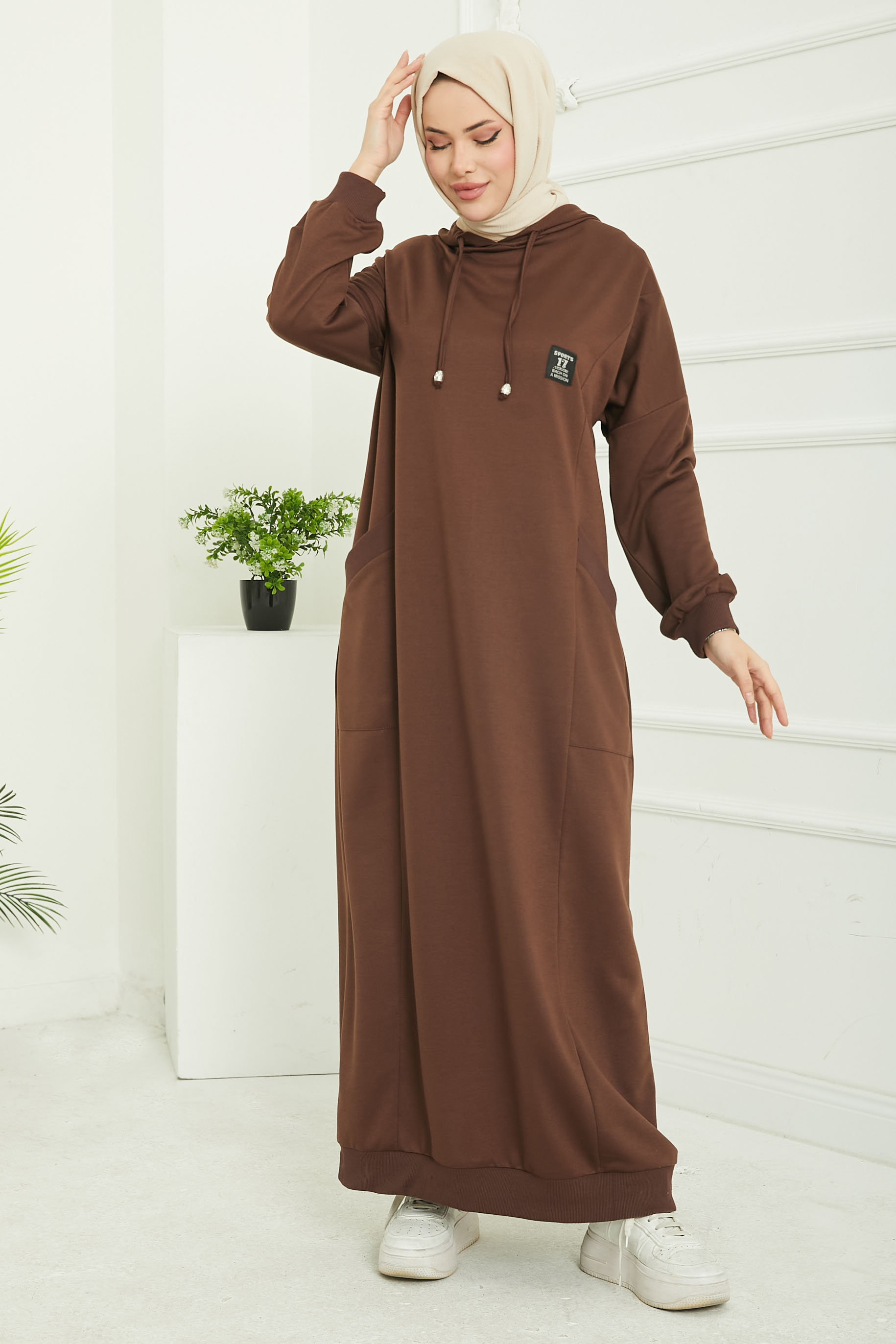 Cepli Armalı Elbise Kahve - 27048 - 1