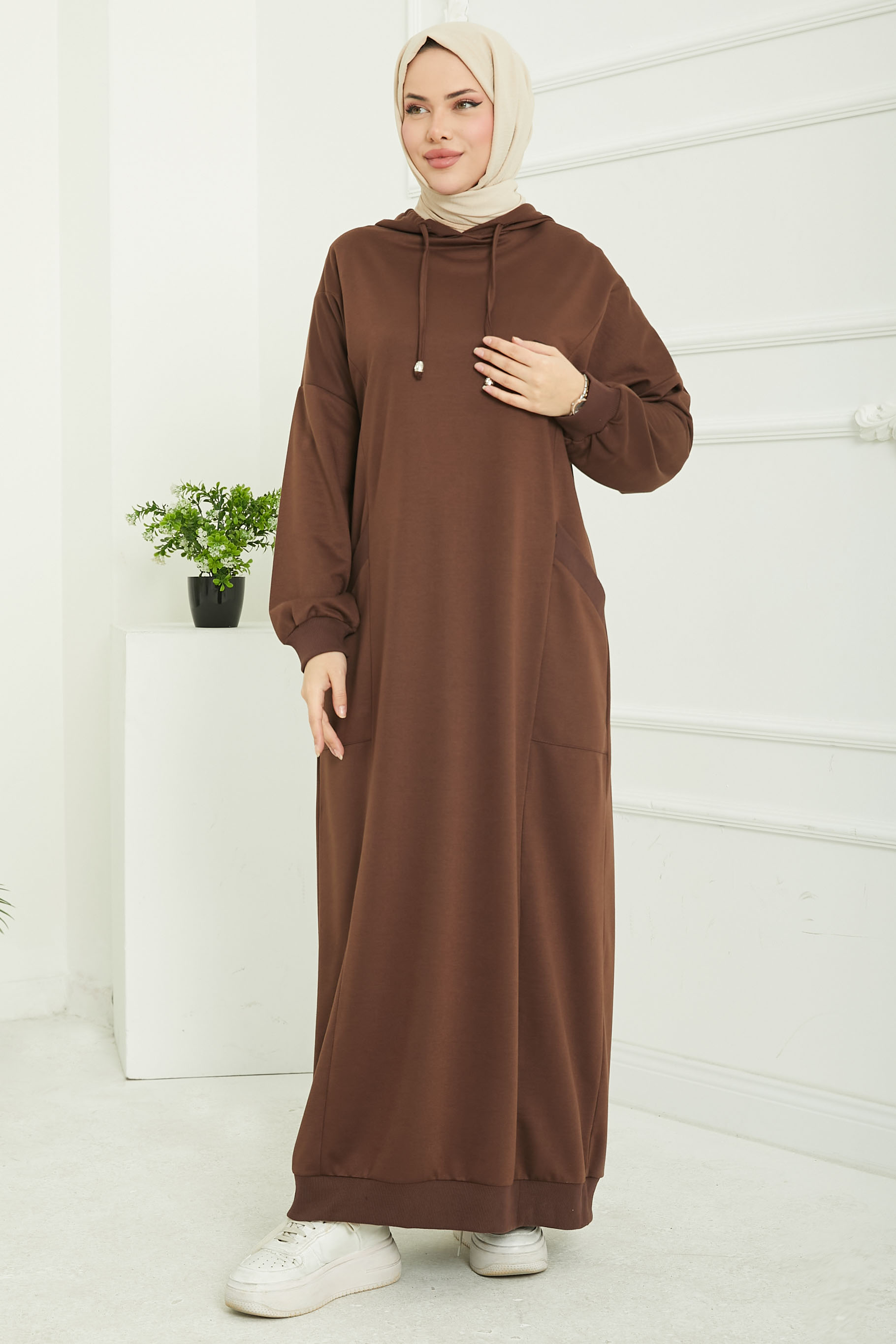 Cepli Armalı Elbise Kahve - 27048 - 2