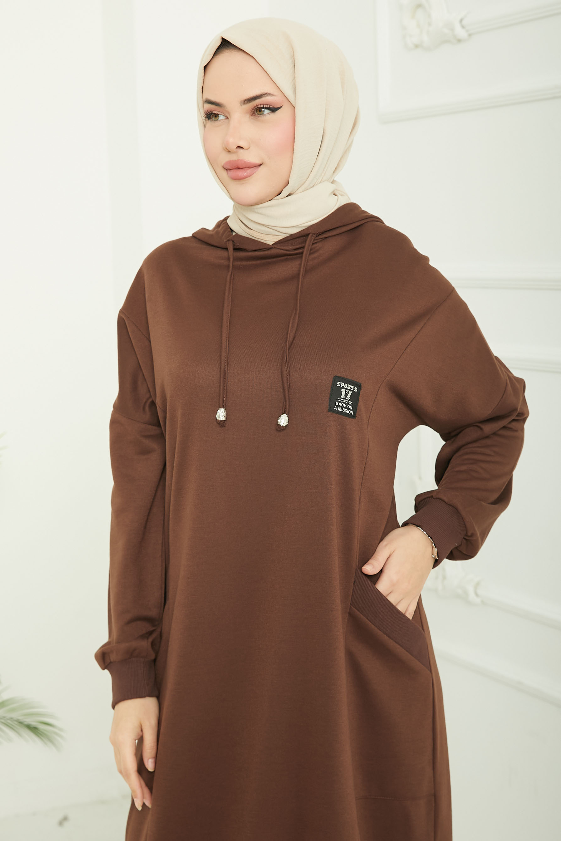 Cepli Armalı Elbise Kahve - 27048 - 3