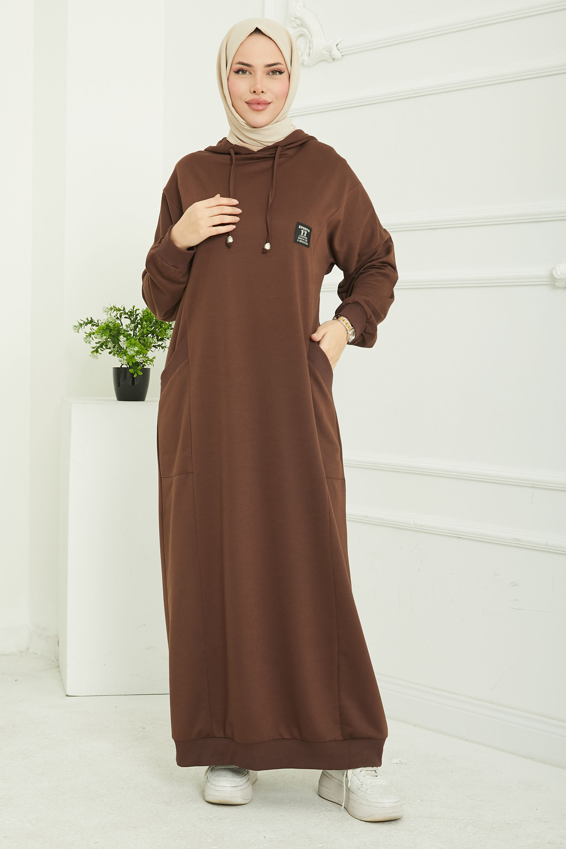 Cepli Armalı Elbise Kahve - 27048 - 4