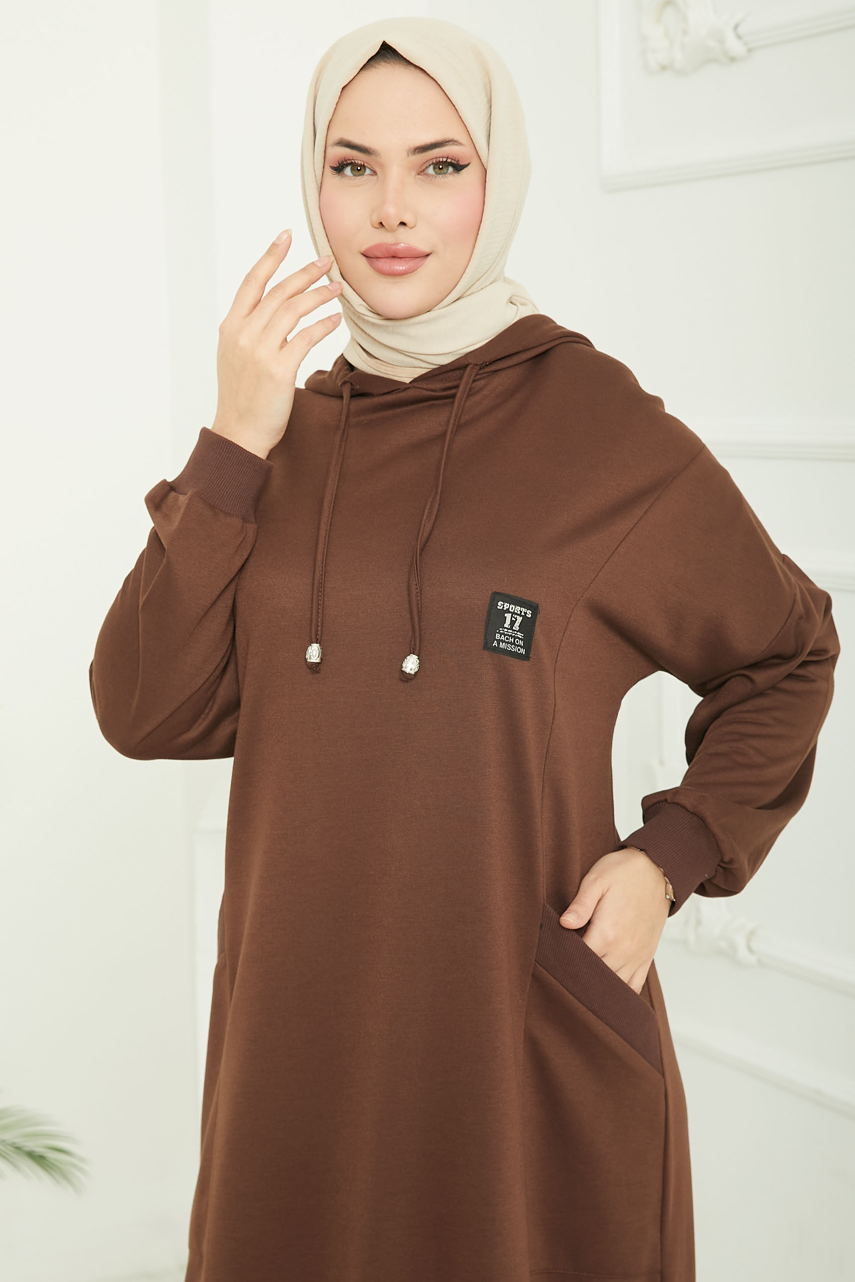 Cepli Armalı Elbise Kahve - 27048 - 5