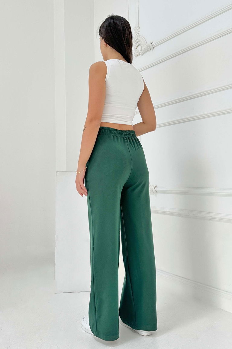 Cepli Bol Paça İki İplik Eşofman Altı - 27674-ZUMRUT - TOFİSA