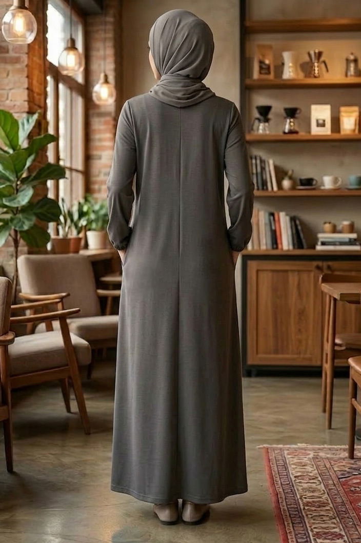 Cepli Büzgülü Elbise - 2076-FUME - 4