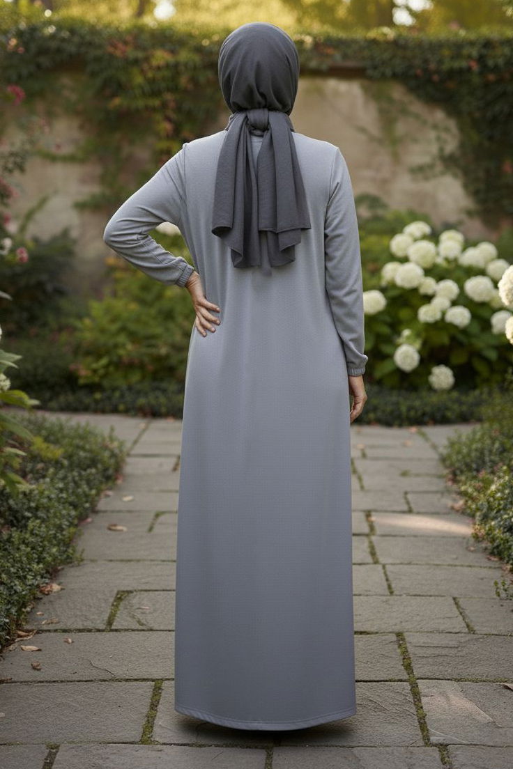 Cepli Büzgülü Elbise - 2076-GRI - 3