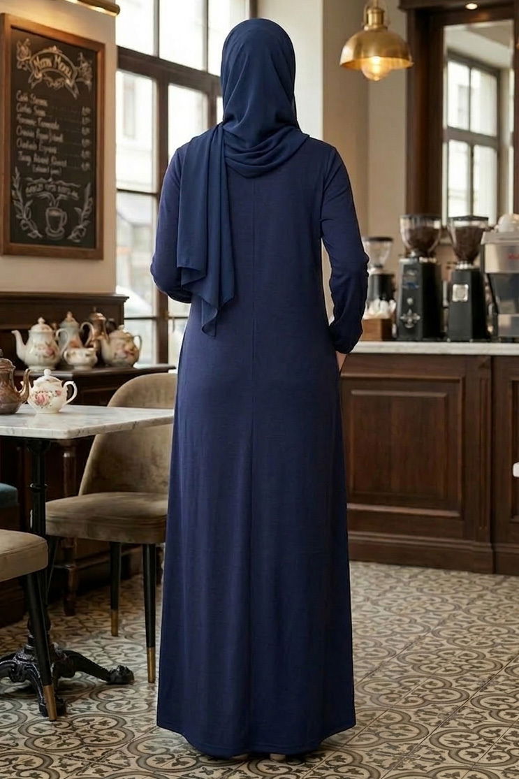 Cepli Büzgülü Elbise - 2076-LACIVERT - 3