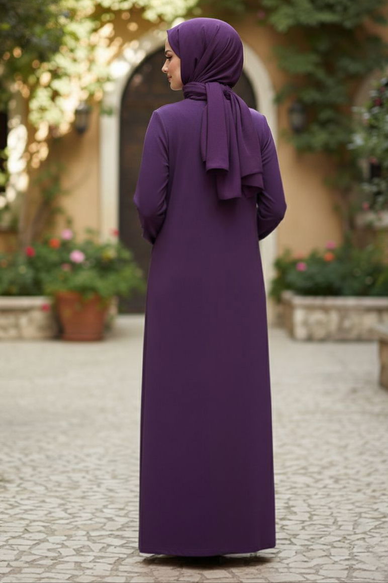 Cepli Büzgülü Elbise - 2076-MOR - 3